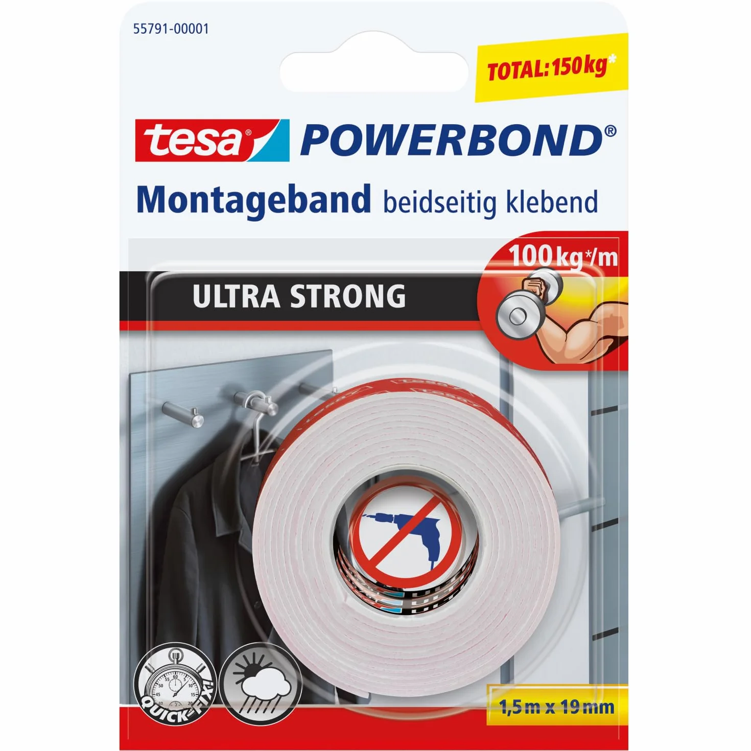 Tesa Powerbond Taśma Montażowa 1,5m x 19mm