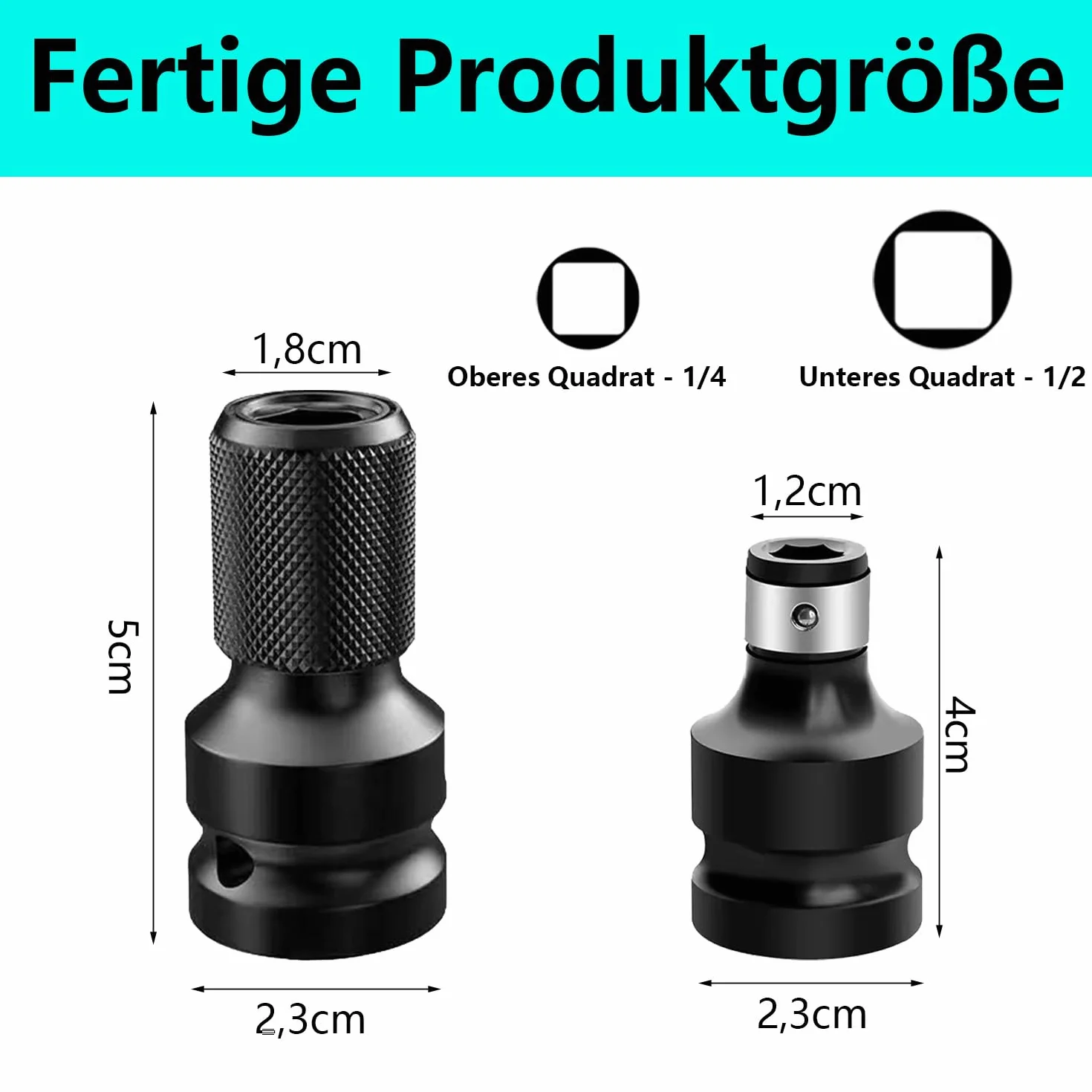 Adapter klucza udarowego 1/2 do 1/4, stal CR-MO, 2 sztuki
