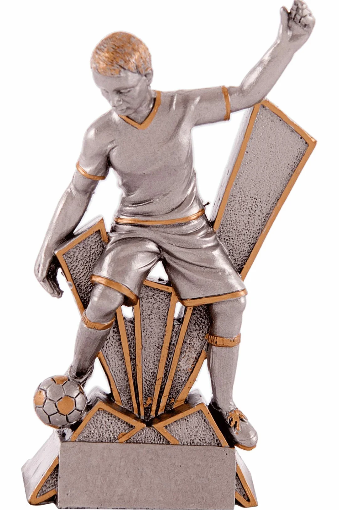 TP129 Trofeum sportowe z figurką piłkarską, srebrne, 17 cm