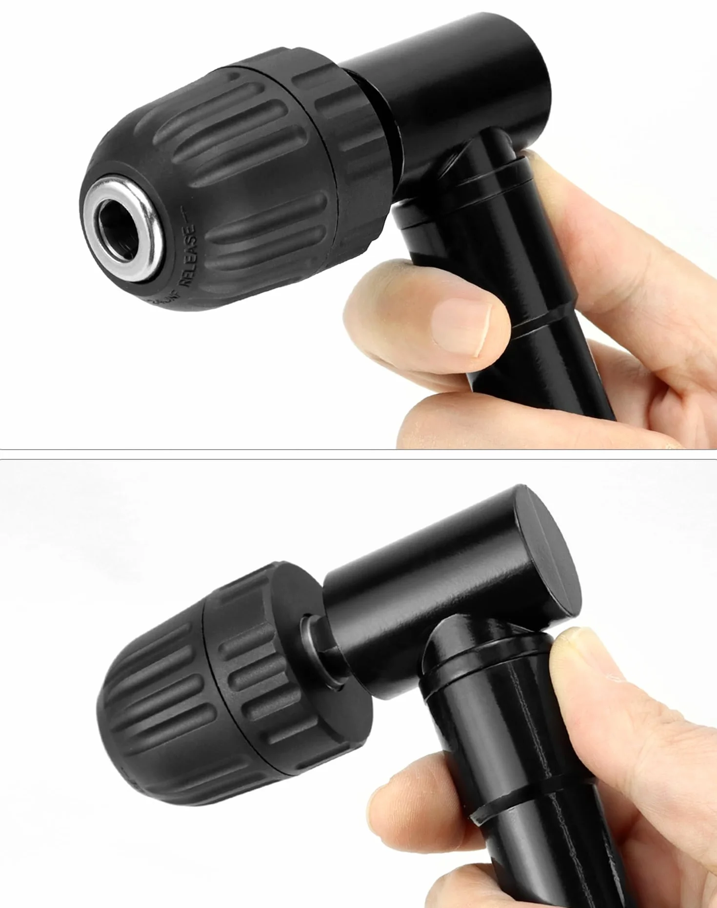 QWORK Przystawka do wiertarki kątowej, zakres mocowania 0,8-10 mm, uchwyt wiertarski 90 stopni, adapter do wiercenia pod kątem