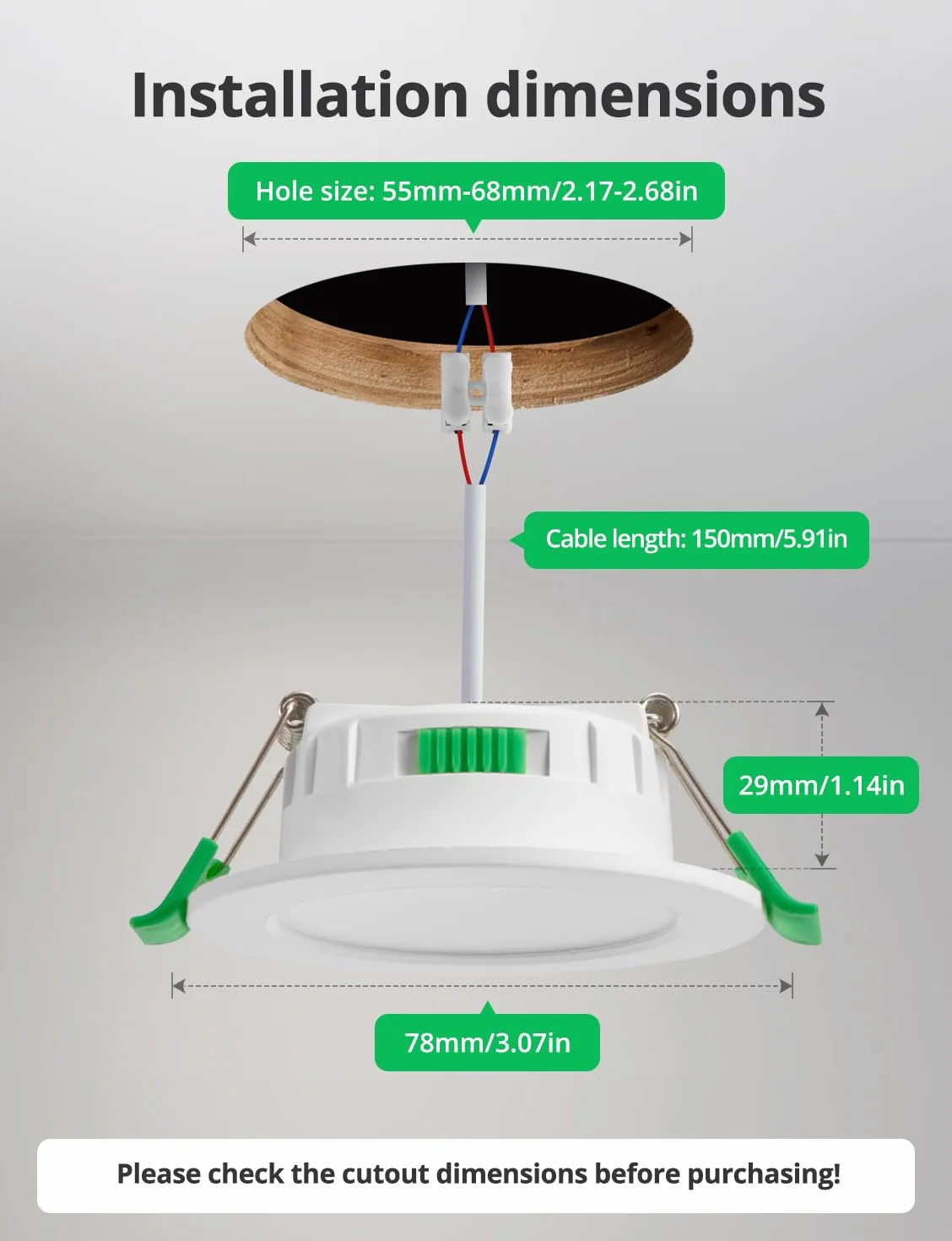 Bojim Reflektory punktowe LED do zabudowy 230V 55-68mm 4W IP44 wodoszczelne ciepła biel zimna biel neutralna biel zestaw 20