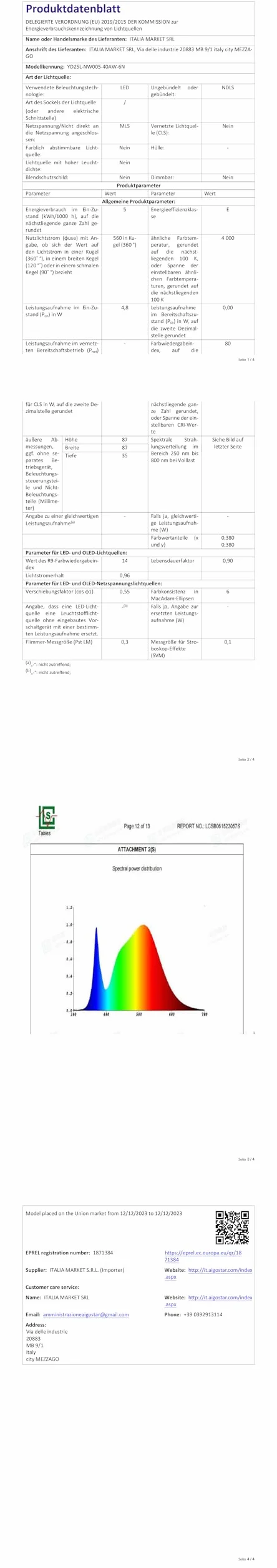 Aigostar LED Downlight wpuszczany w sufit 4,8 W IP65 wodoodporny 4000 K naturalne światło bardzo płaski biały ø87*H35 mm 6 szt.