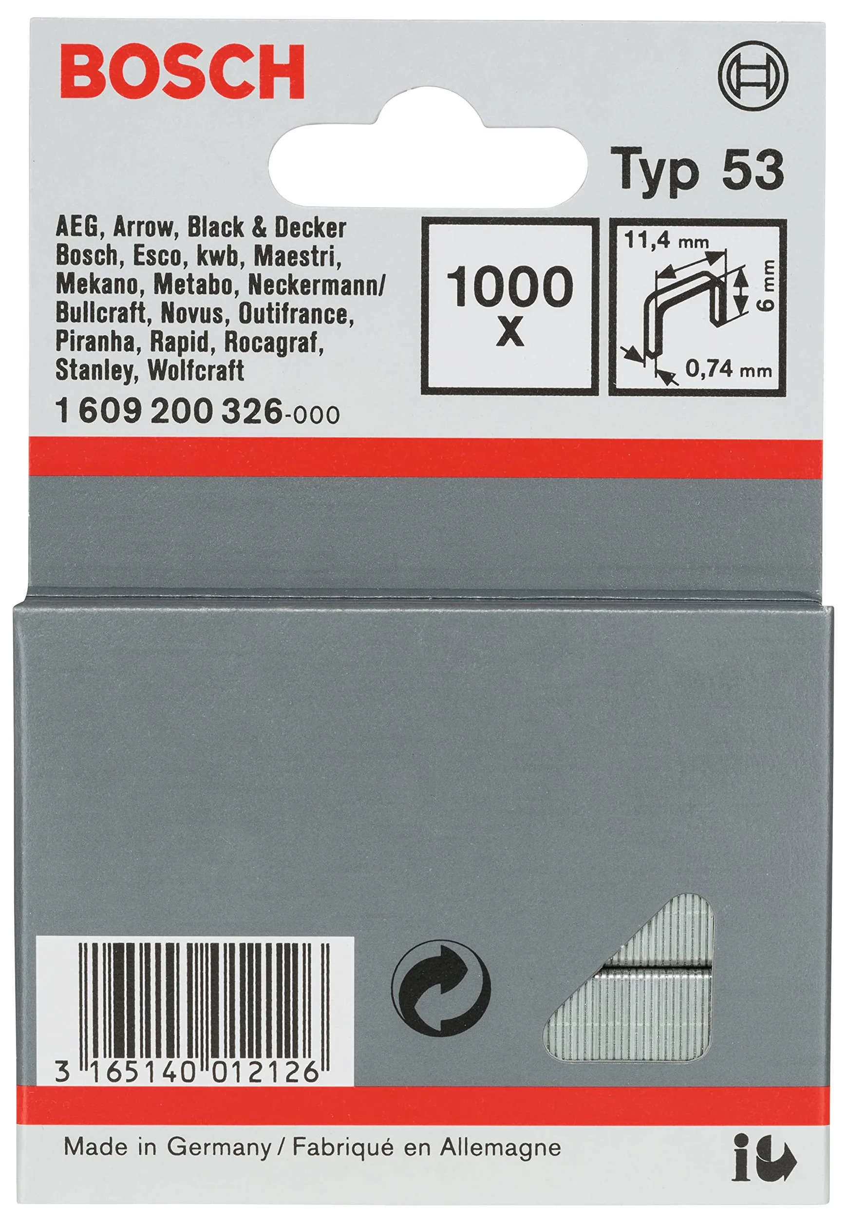 Bosch Zszywki do zszywacza 11,4/6 mm typ 1000