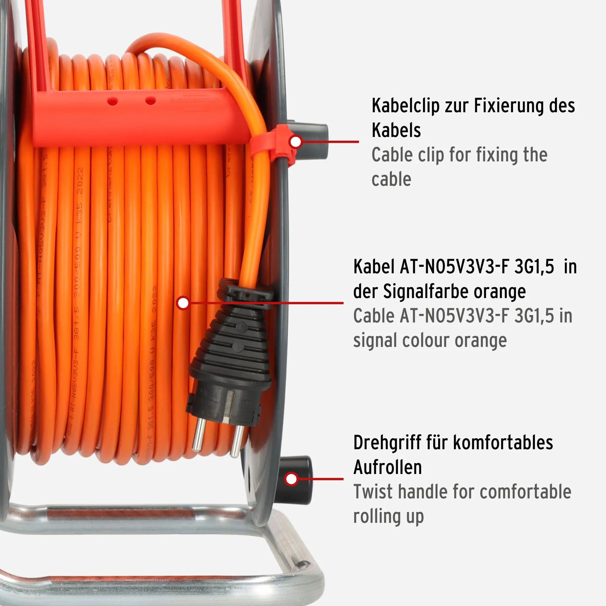 Brennenstuhl Garant V2 bęben kablowy IP44, 50 m, do użytku na zewnątrz (Made in Germany, kabel w kolorze pomarańczowym, krótkotrwałe zastosowanie na zewnątrz)