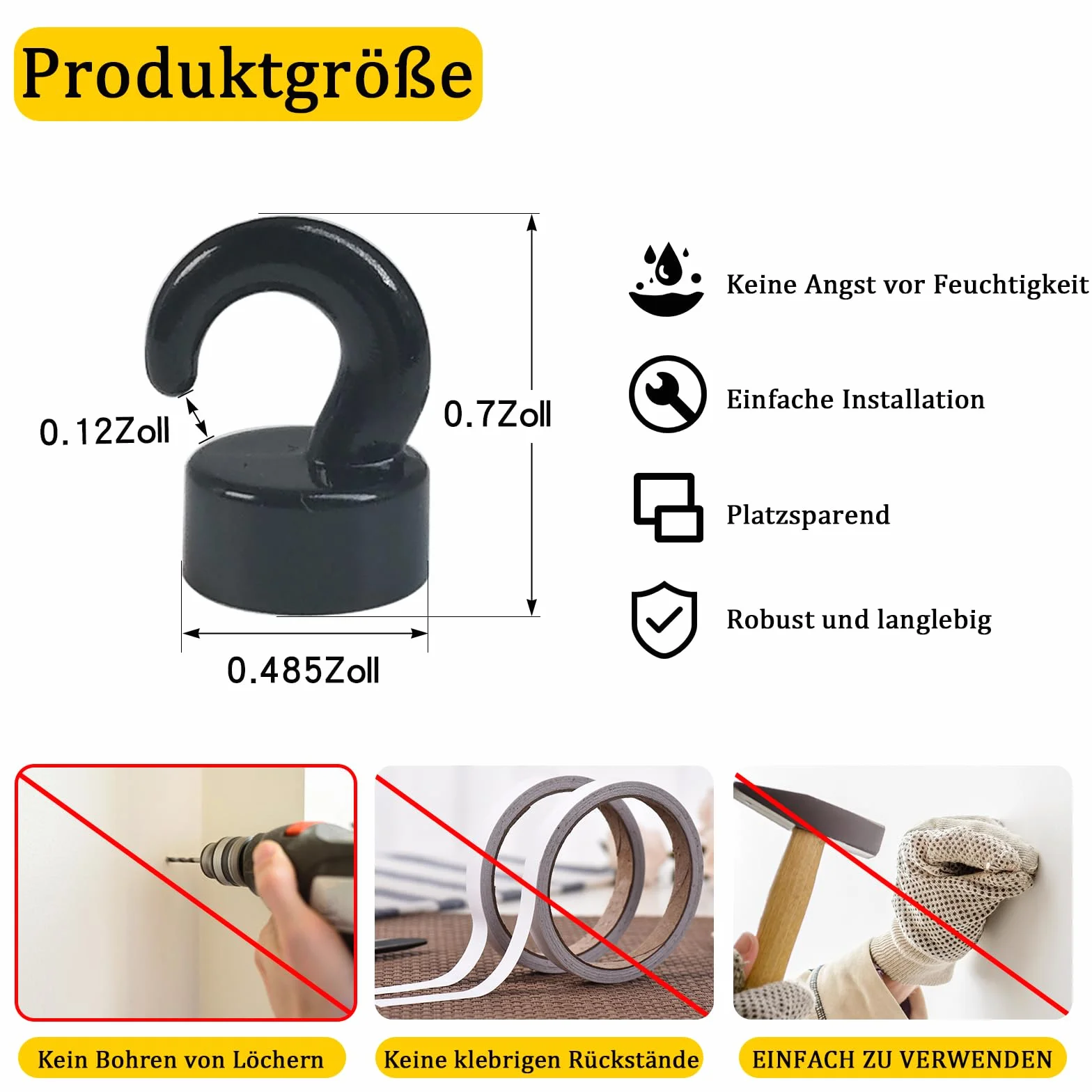 Mini haczyki magnetyczne mocne do lodówki 10 sztuk czarny