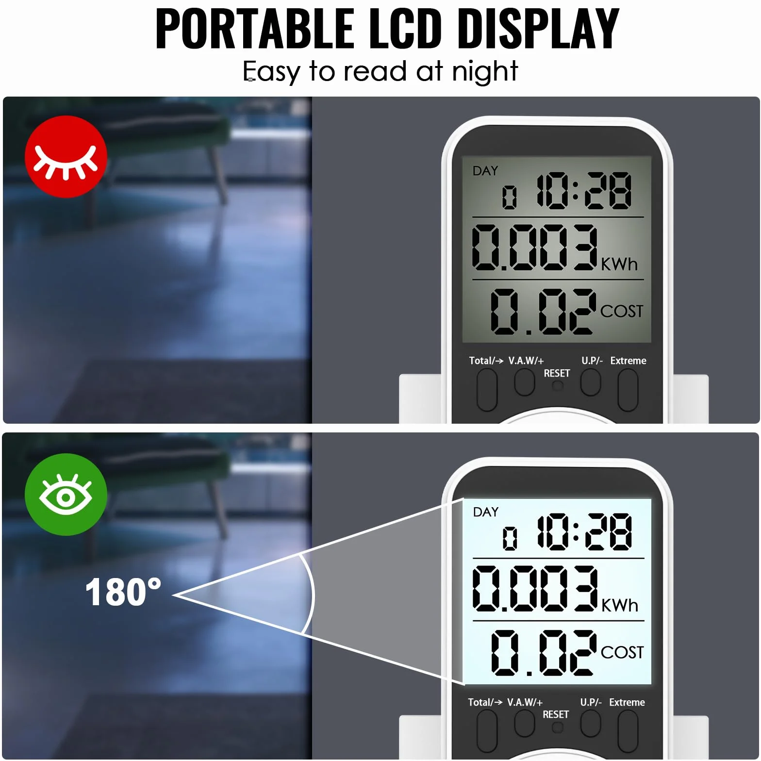 Watomierz Gniazdo Licznik Energii 3680W 16A MAX LCD Zabezpieczenie Przeciążeniowe