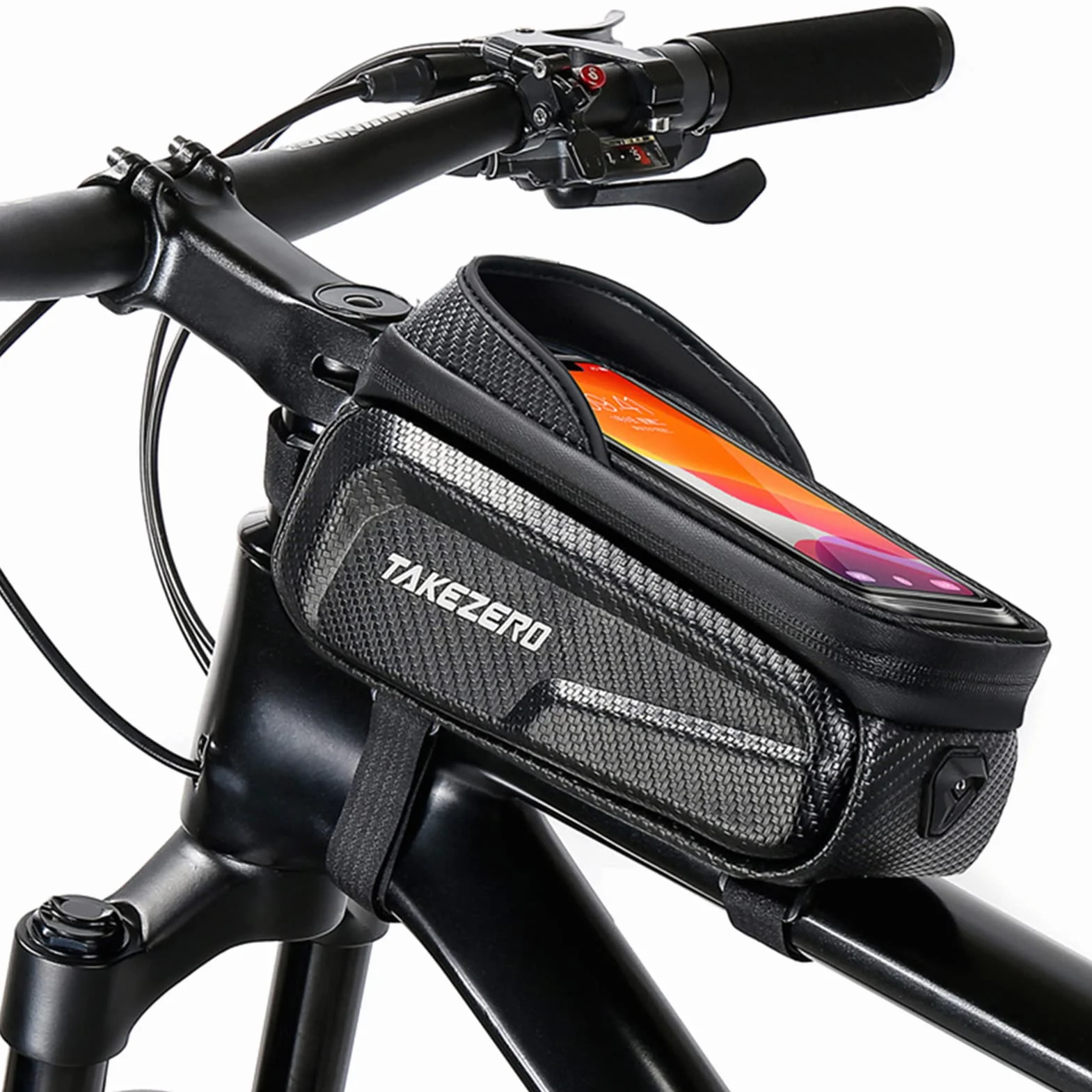 Torba na ramę rowerową, wodoszczelna torba na kierownicę rowerową, do rowerów wyścigowych, rowerów elektrycznych, pomieści smartfony do 6,8″ (czarna)