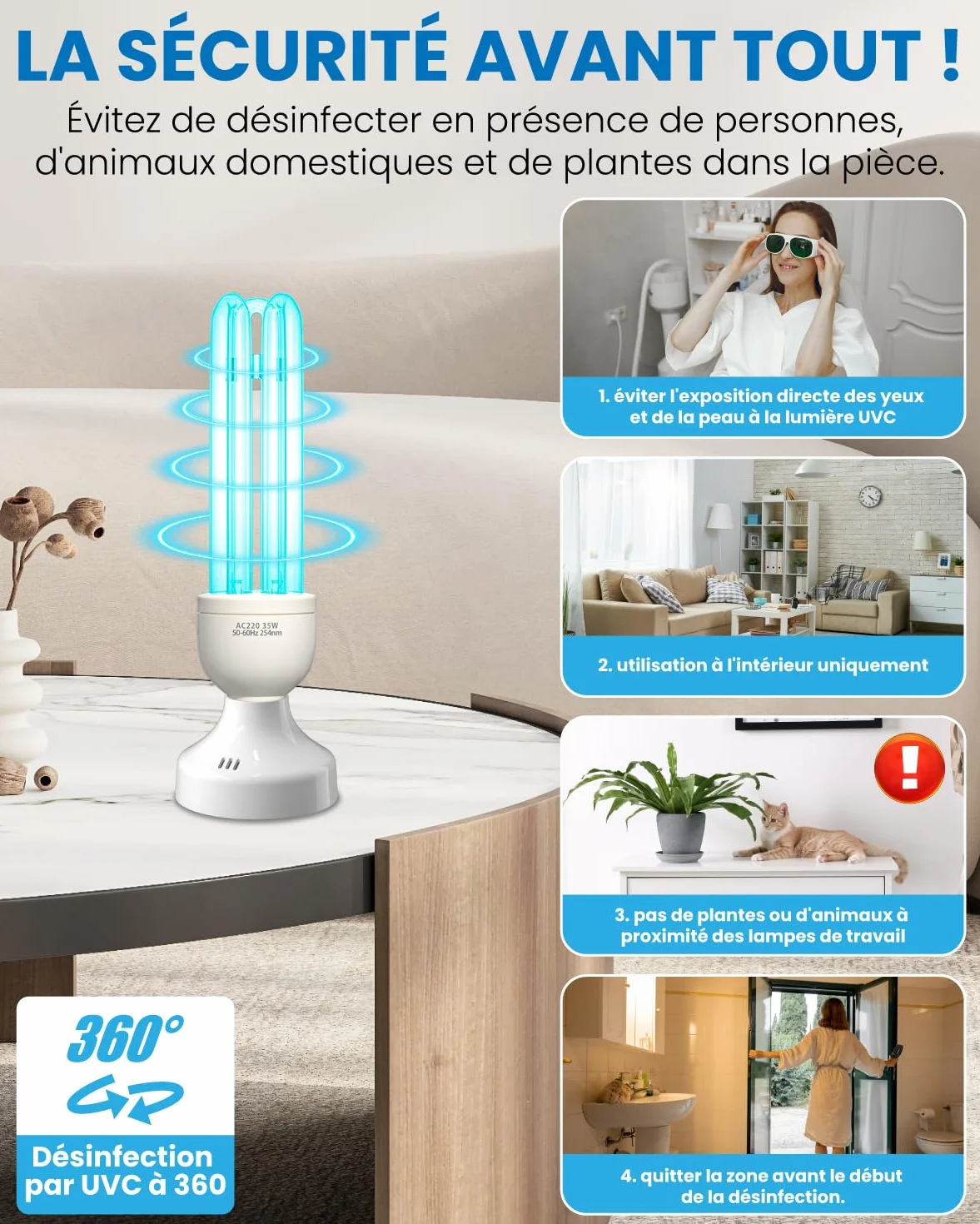 Lampa bakteriobójcza 35 W UV ozonowa z pilotem i timerem 220-240 V