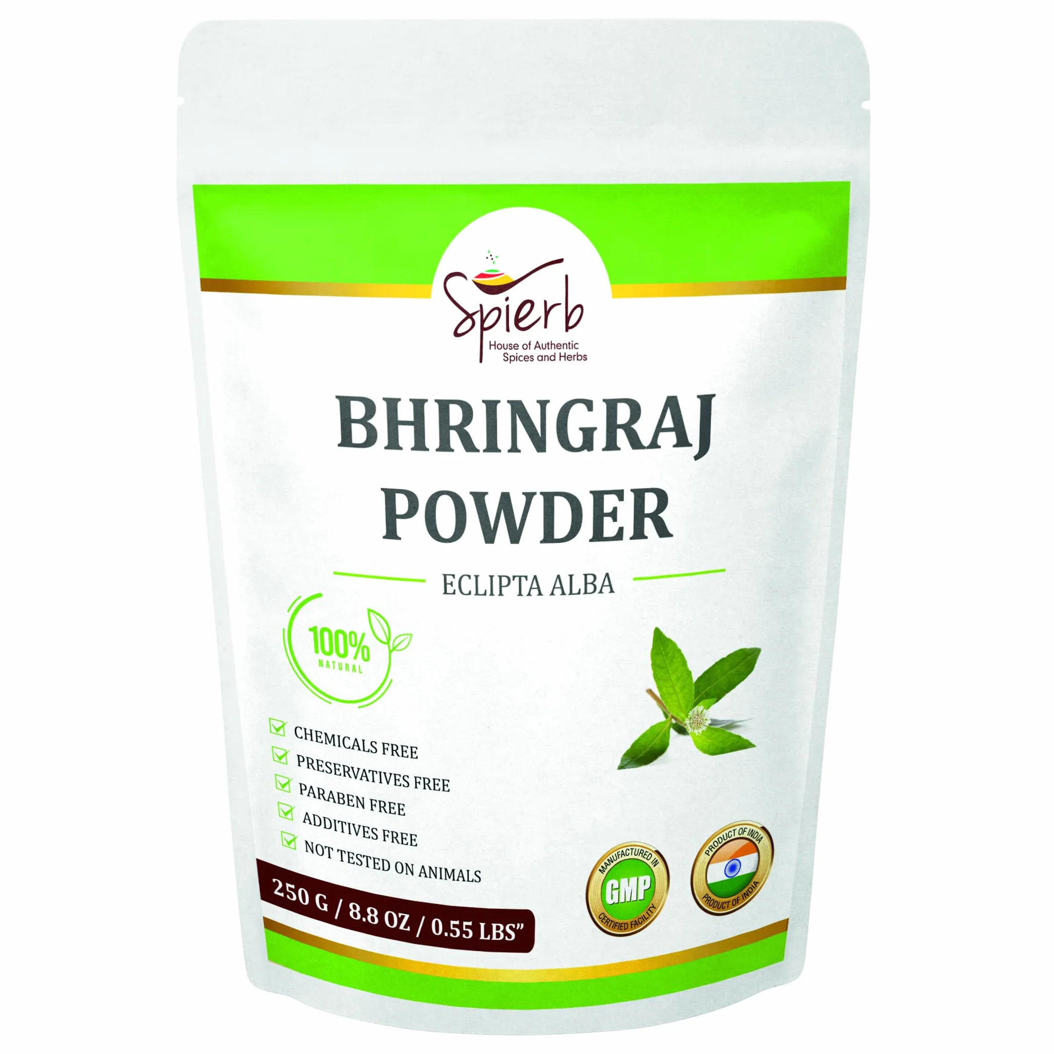 Bhringraj Powder - 250gm - na porost włosów - naturalne liście Bhringaraj proszek ziołowy zagęszczacz włosów 100% Pure Eclipta alba False Daisy Puder