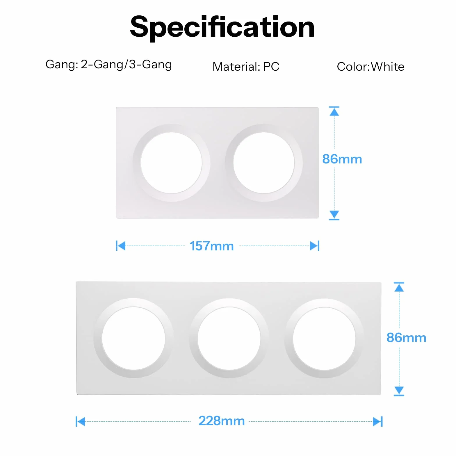 SONOFF Orb EF3G 3-biegowa ramka przełącznika ściennego, kompatybilna z puszkami podtynkowymi, 228×86 mm, biała