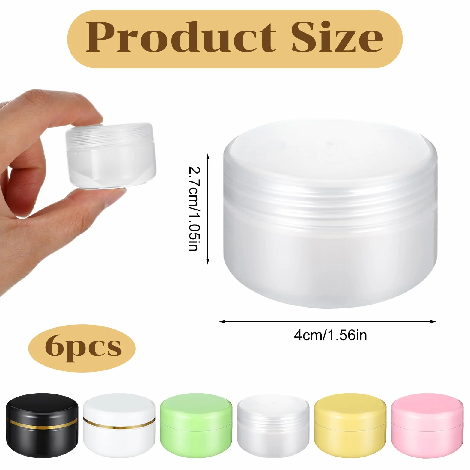Gjinxi 6szt. Pojemniki podróżne na kosmetyki, 20ml mini pojemniki na makijaż z pokrywkami, pojemniki na balsam do ust, małe butelki do pielęgnacji skóry na makijaż, pielęgnację, szampon, odżywkę