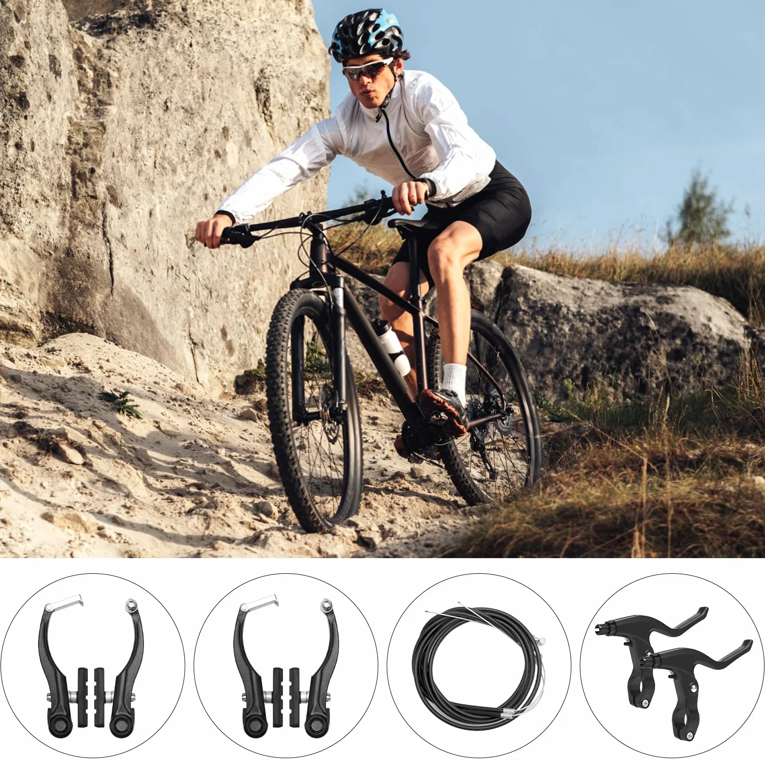 Shimano V-Brake Aluminiowy Zestaw Hamulców Górskich, Przód i Tył, Zamiennik do Rowerów