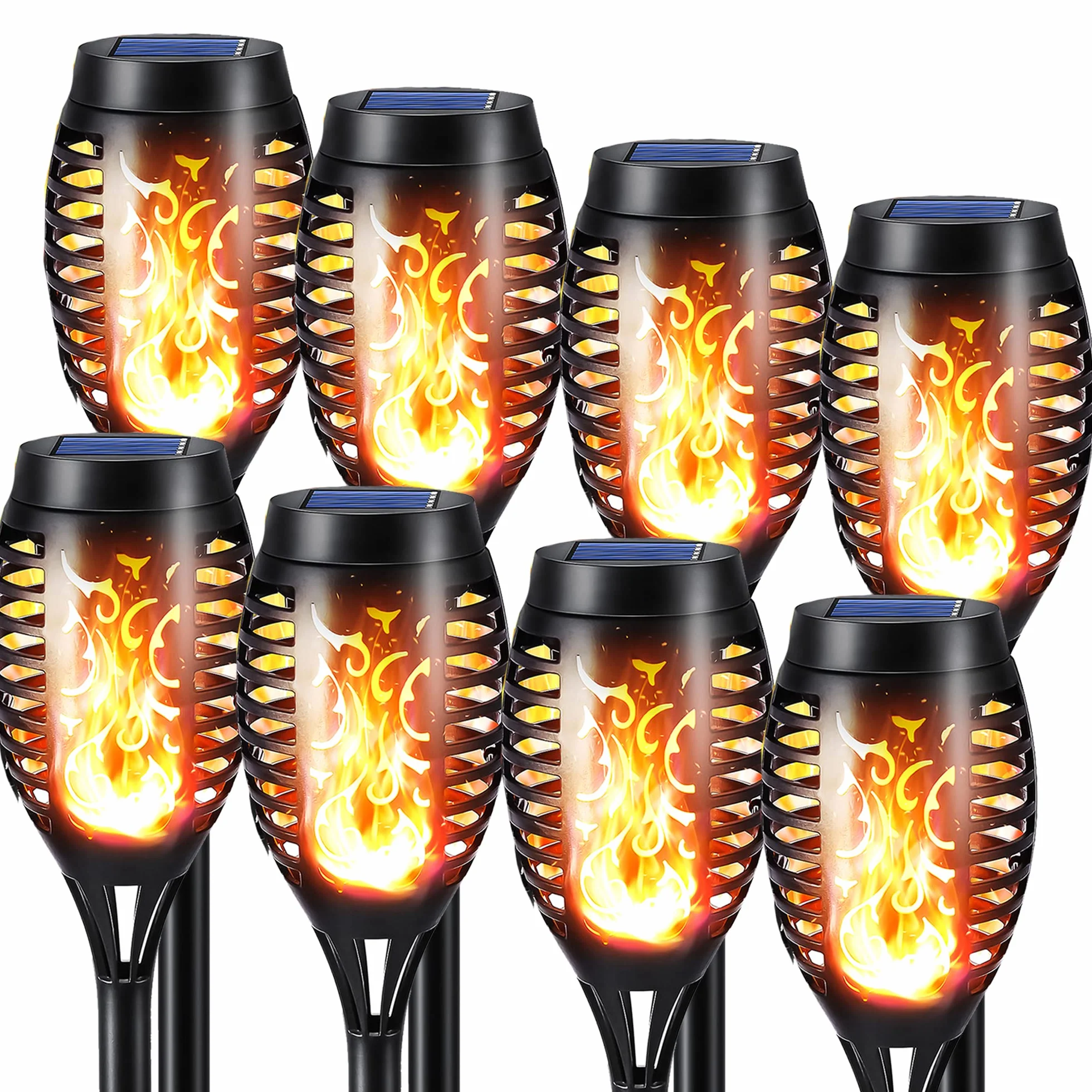 NEXVIN 8 sztuk lamp solarnych do ogrodu z realistycznym efektem płomienia IP65