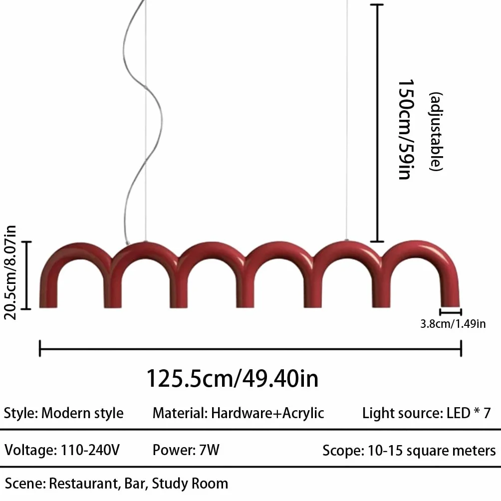 Lampa Zawieszona LED Nowoczesna Czarna Kształt U Białe Światło Do Kuchni Salonu