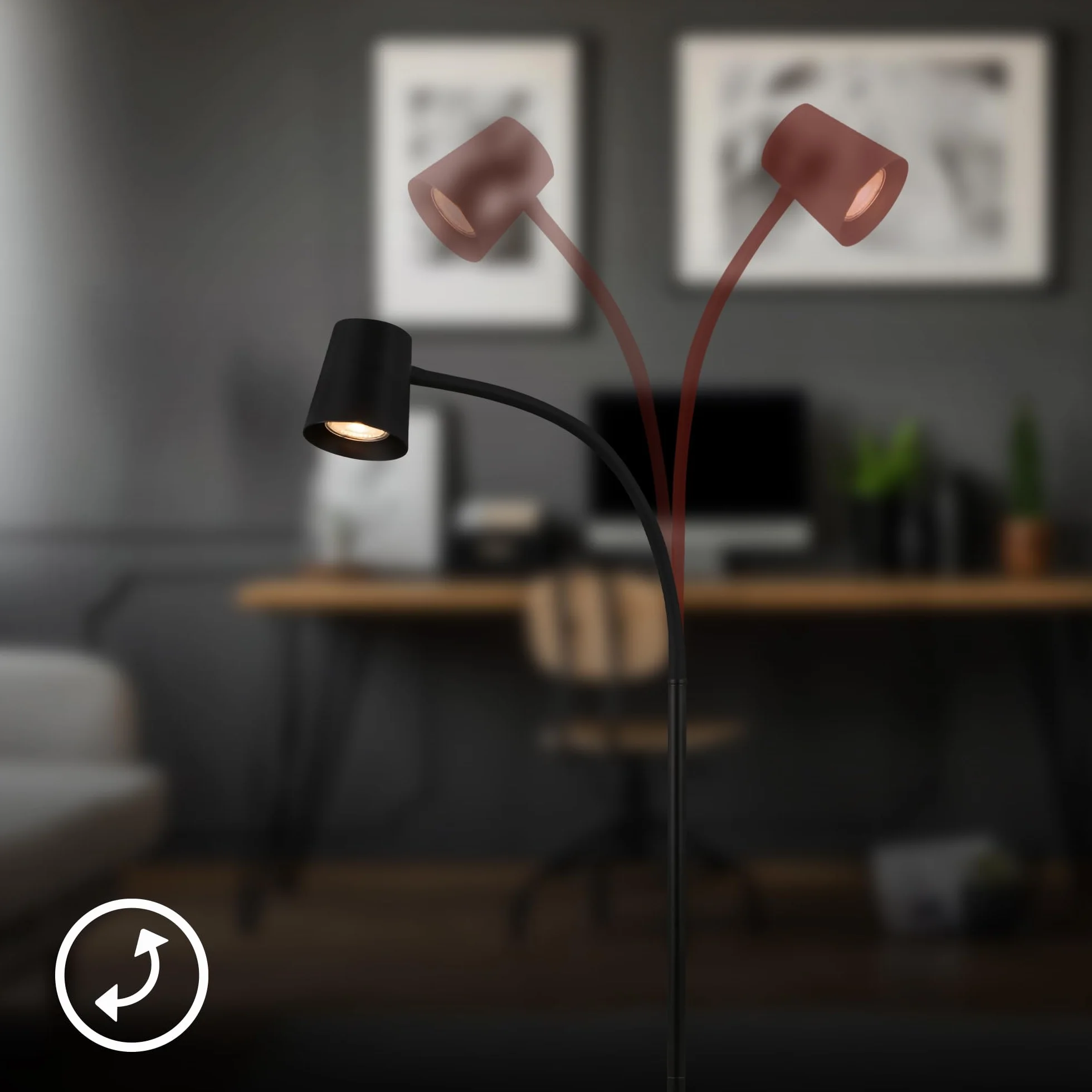 Lampa stojąca metalowa GU10 9W regulowana głowica włącznik nożny IP20