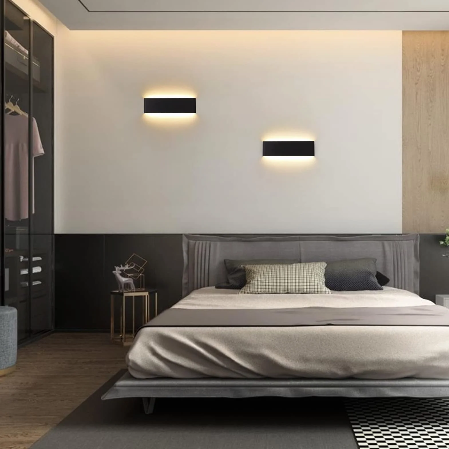 Klighten 2 sztuki lamp ściennych LED 10 W 30 cm góra-dół czarny 910 lumenów 3000 K ciepła biel