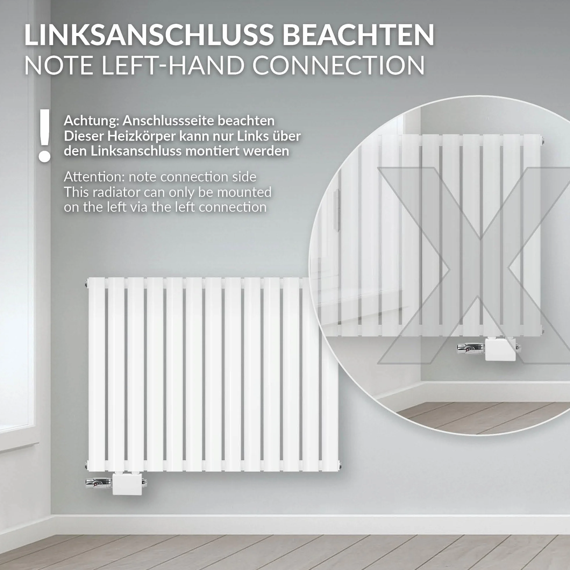 ML-Design Grzejnik Panelowy 600 x 1020 mm Biały Jednowarstwowy Płaski Owalne Rurki Łazienkowy