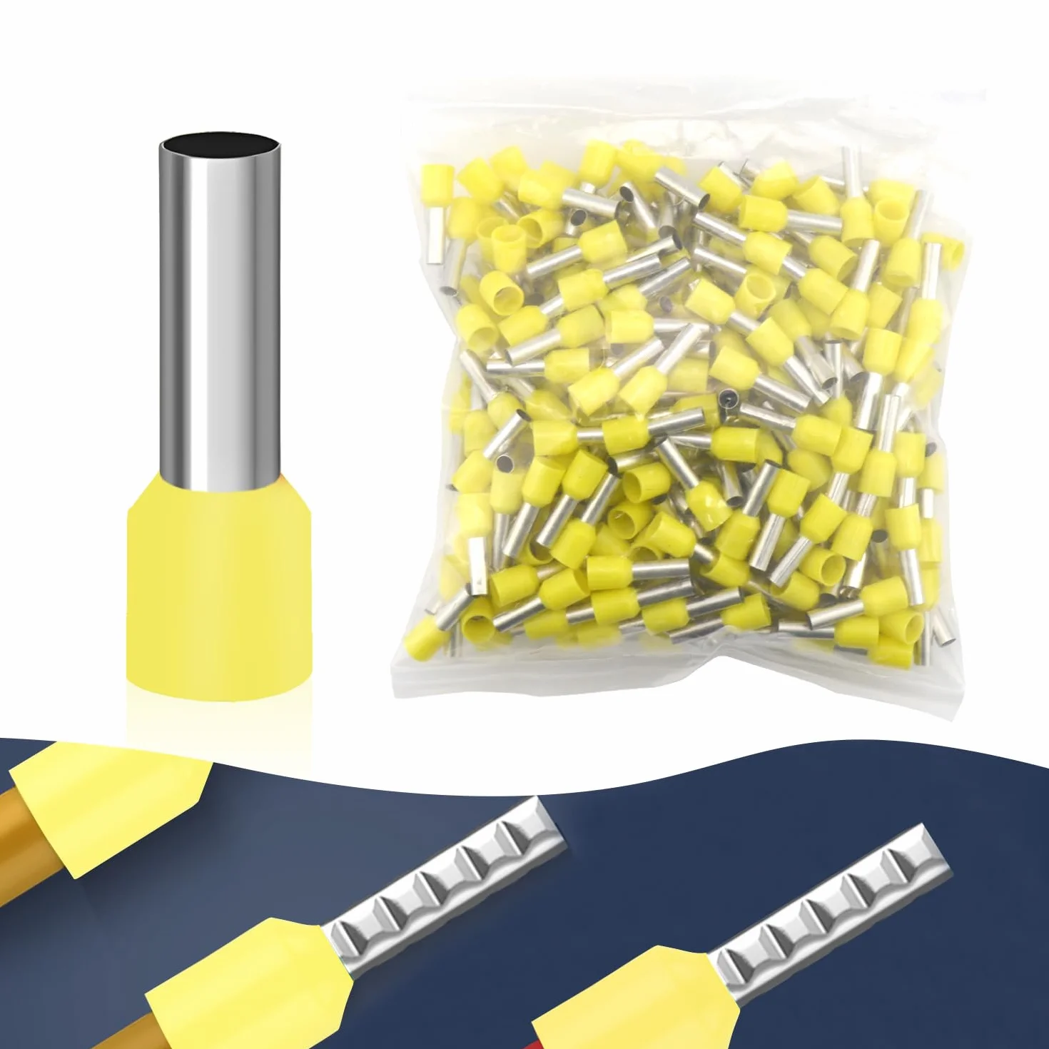 Tuleje kablowe 10 mm2, długość 18 mm, izolowane, 150 sztuk, częściowo izolowane, czerwone, wielokrotnego zamykania (0,75 mm² x 12 mm)