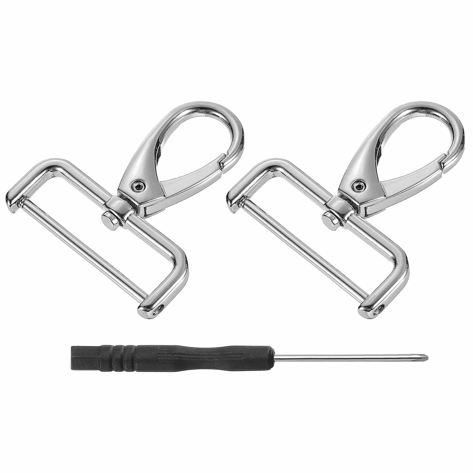 QUARKZMAN 2 szt. Obrotowe zapięcia na haczyk 38 mm (1-1/2") D pierścień odpinany metalowy haczyk zatrzaskowy karabińczyk pazur hak ze śrubokrętem do torby na klucze DIY srebrny