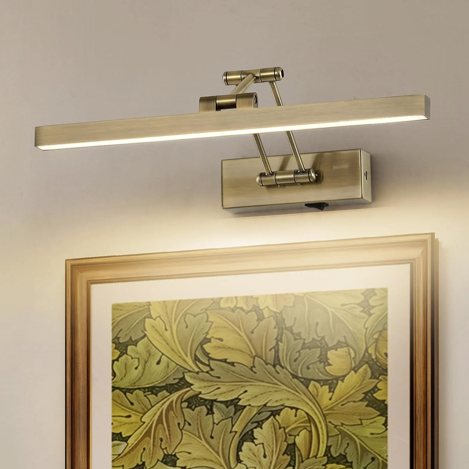 Lampa ścienna LED 40 cm złota z regulowanym ramieniem i timerem
