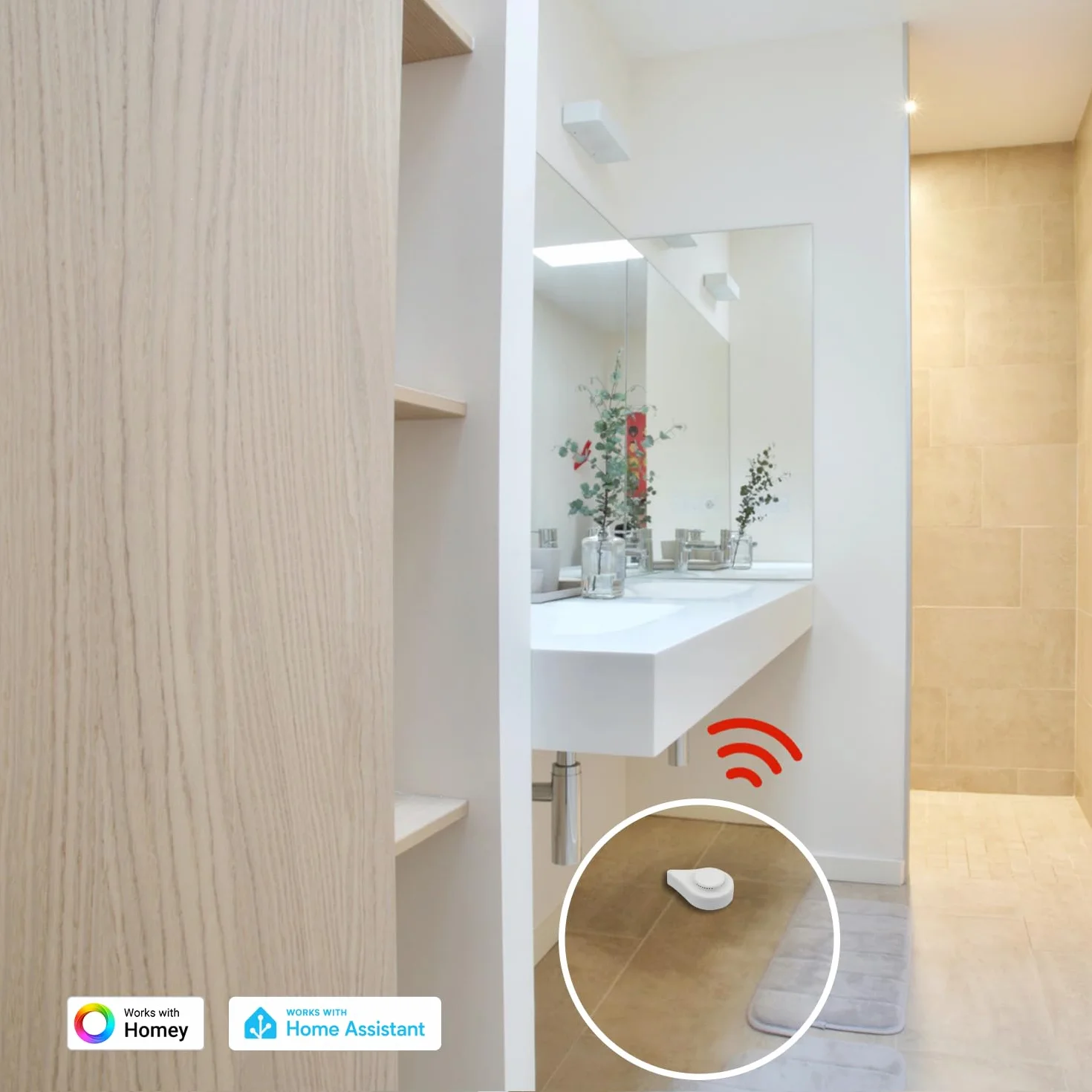 THIRDREALITY Zigbee Czujnik wycieku wody z alarmem 120 dB, wykrywanie kapania, powiadomienia aplikacji