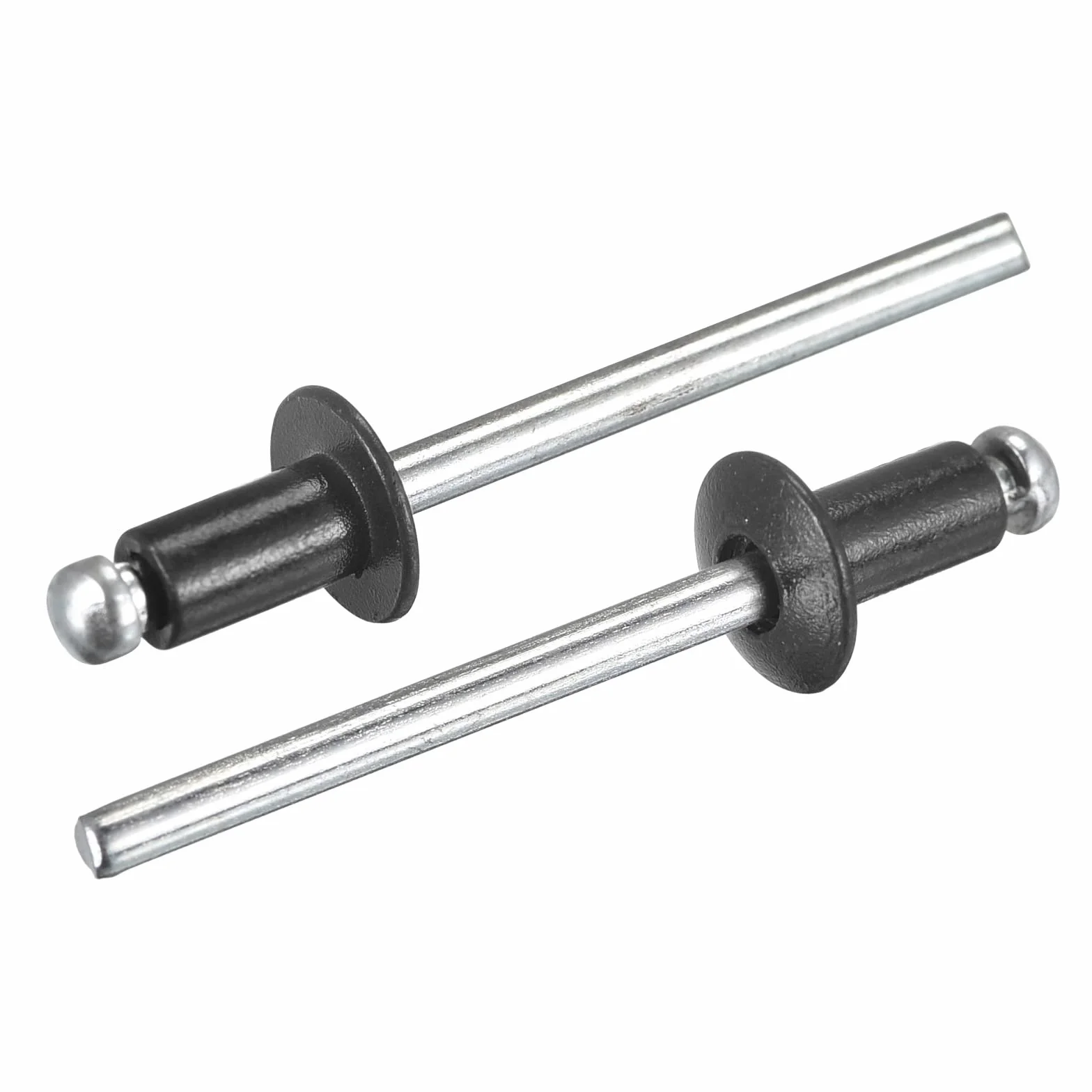 Nity zrywalne 4 mm x 6 mm płaskie okrągła główka do metalu czarne 25 szt.