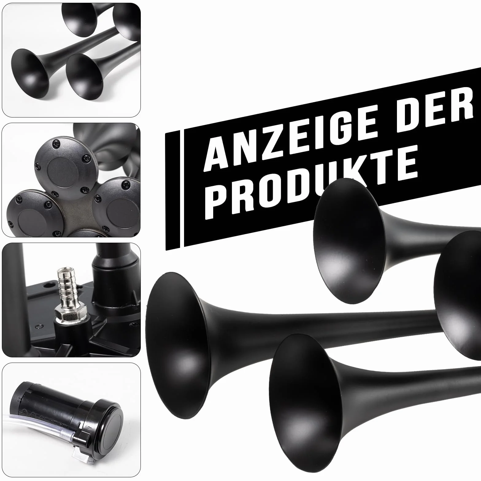 FARBIN Klakson pneumatyczny do ciężarówek, 150 dB, 12 V, 4 trąbki, klakson do ciężarówek, super mocny klakson pneumatyczny, z kompresorem do pojazdów, ciężarówek, jeepów, SUV-ów, łodzi