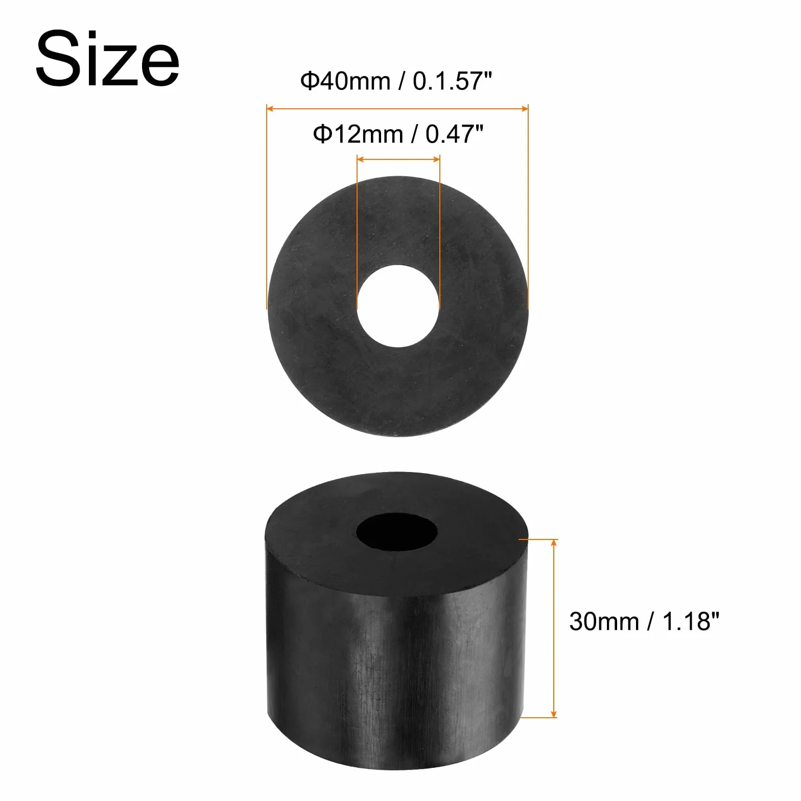 Gumowe podkładki dystansowe 40x12x30 mm antywibracyjne 4 szt.