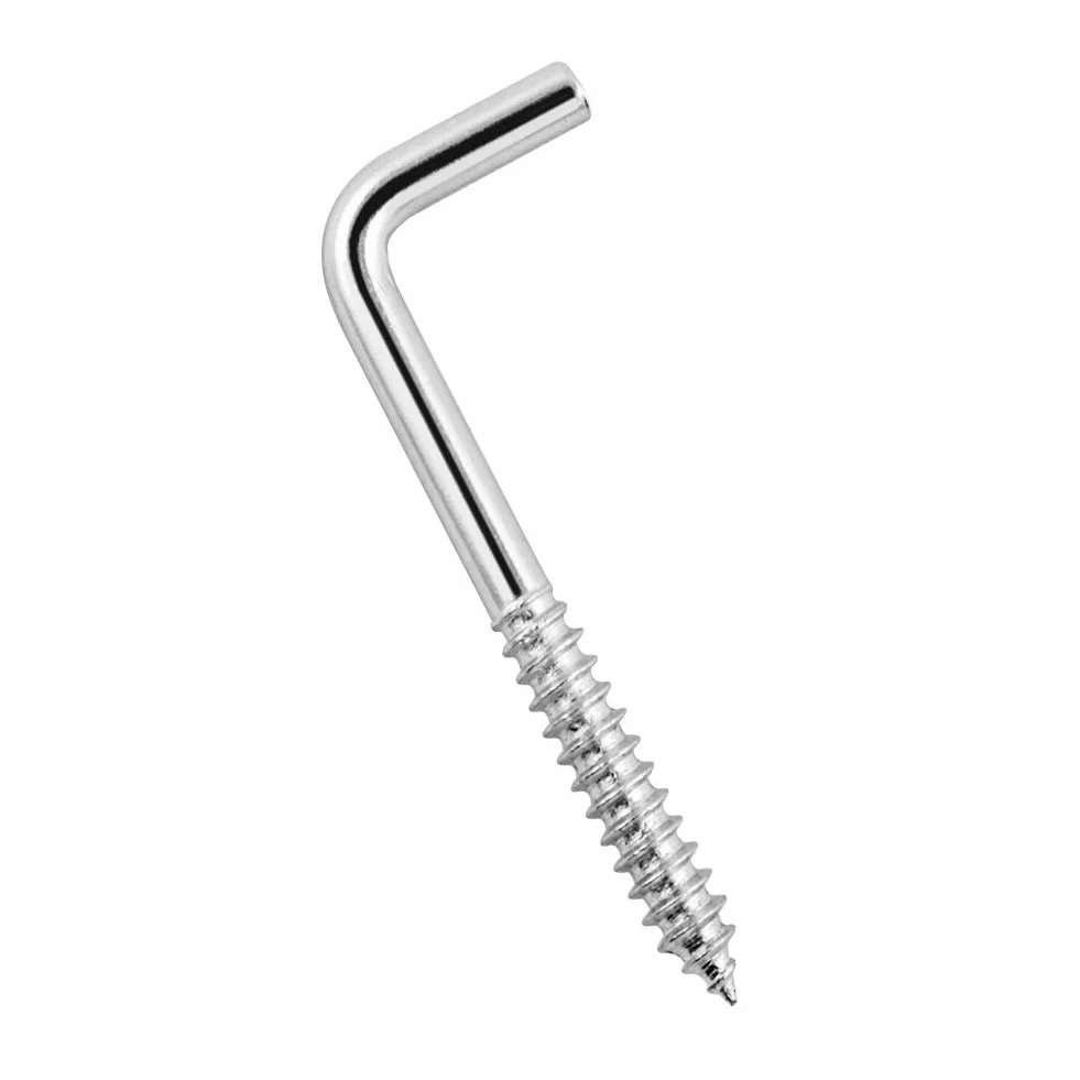 QWORK® Haki śrubowe proste ze stali węglowej, w kształcie litery L, kątowe, śruba hakowa, 40 sztuk, haki śrubowe proste ocynkowane 50 mm × 17 mm