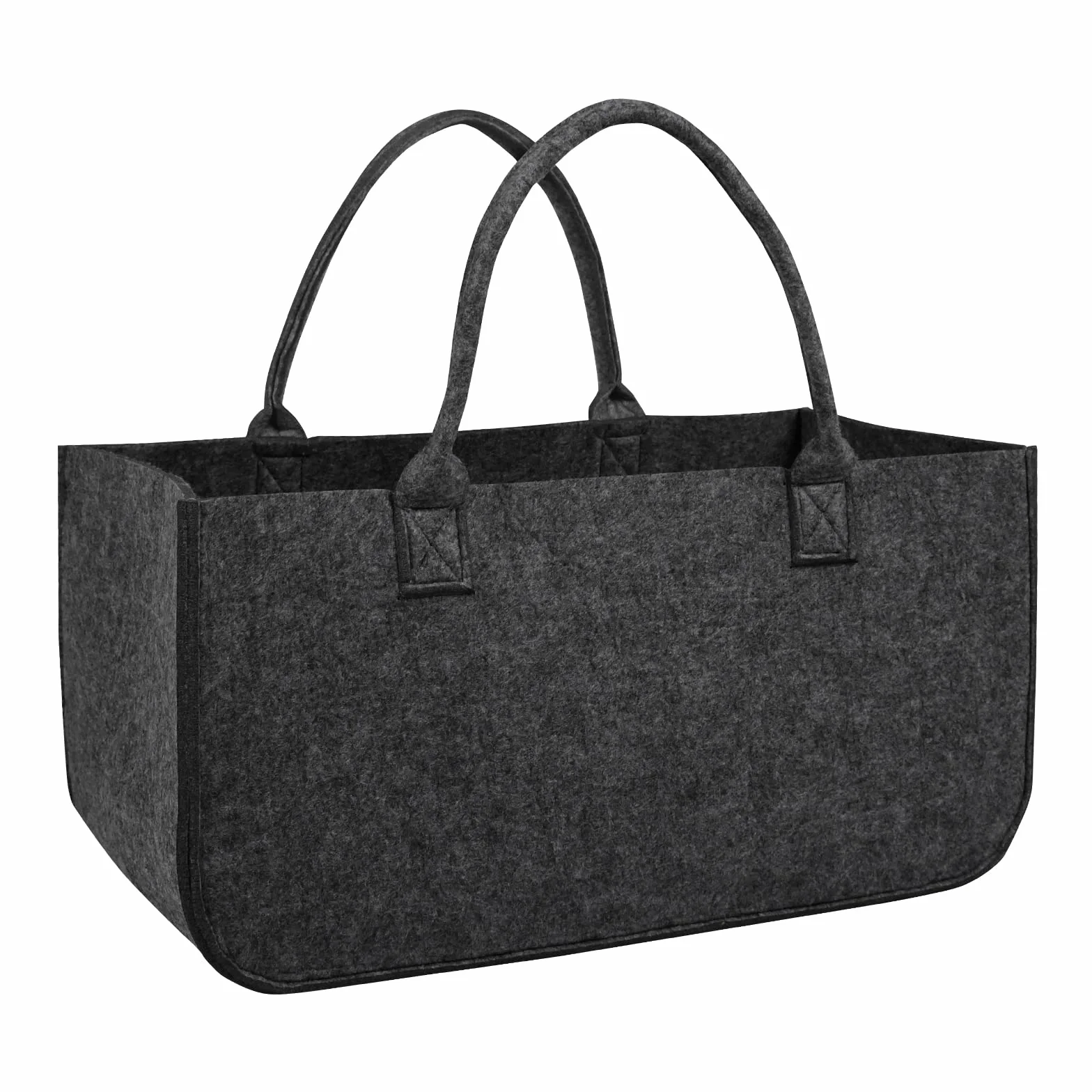 Zestaw 4 filcowych toreb kominkowych z uchwytami 25x25x50 cm ciemnoszary