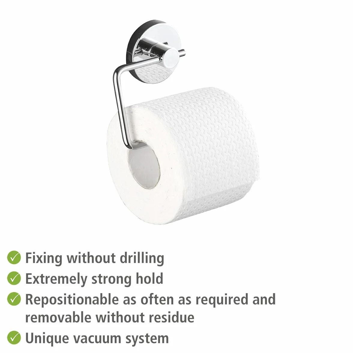 WENKO Vacuum-Loc Uchwyt na Papier Toaletowy Milazzo Stal Srebrny