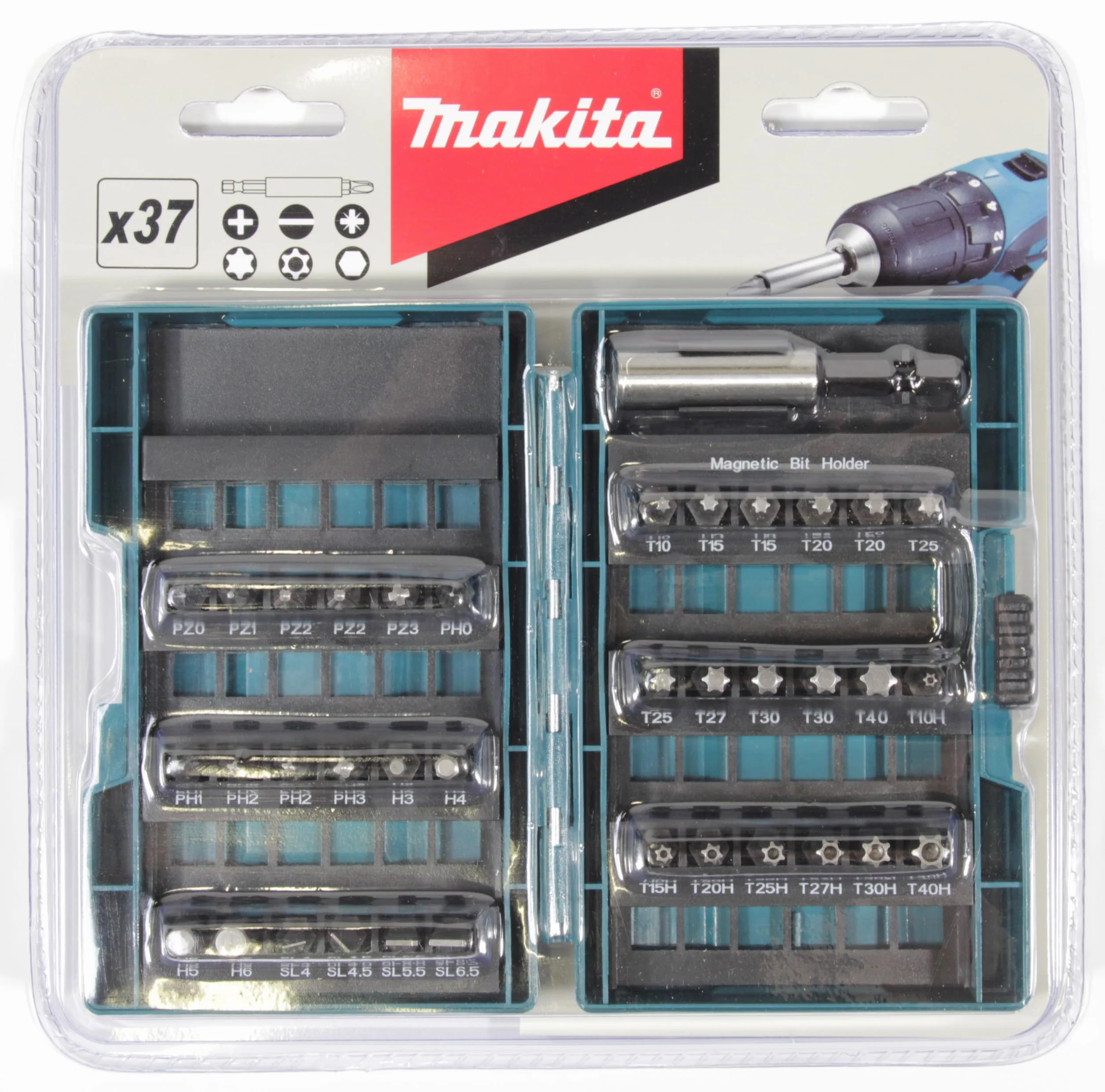 Makita B-28606 Zestaw Bitów 37 Elementów Niebieski