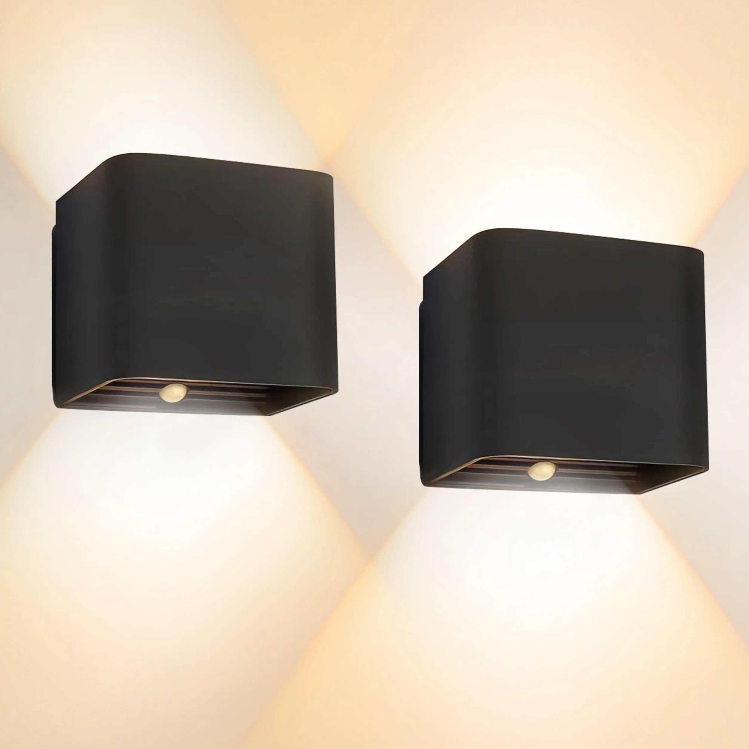 Lampy ścienne LED z czujnikiem ruchu 2 szt. Bezprzewodowa regulowany kąt wiązki czarna