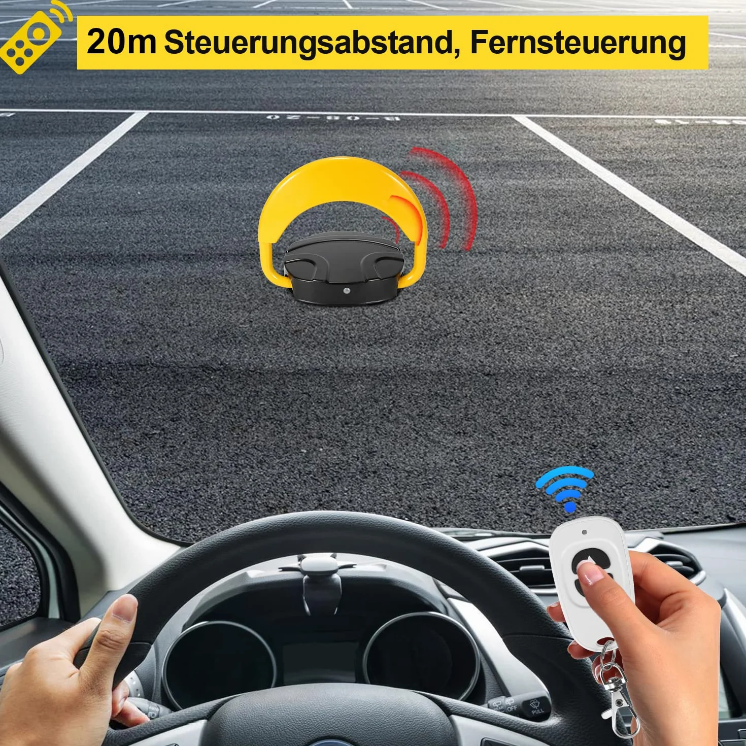 Składana bariera parkingowa z 6 pilotami zdalnego sterowania, 9 kluczami, 180°, zasięg 20 m