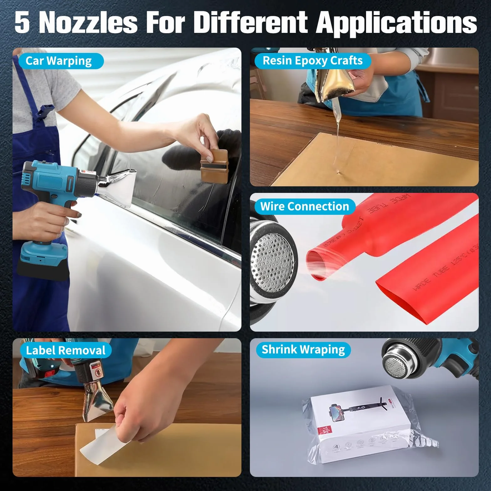 Makita Akumulatorowa Opalarka 18 V Bezprzewodowa z Wyświetlaczem LCD 50°C-550°C 5 Dysze