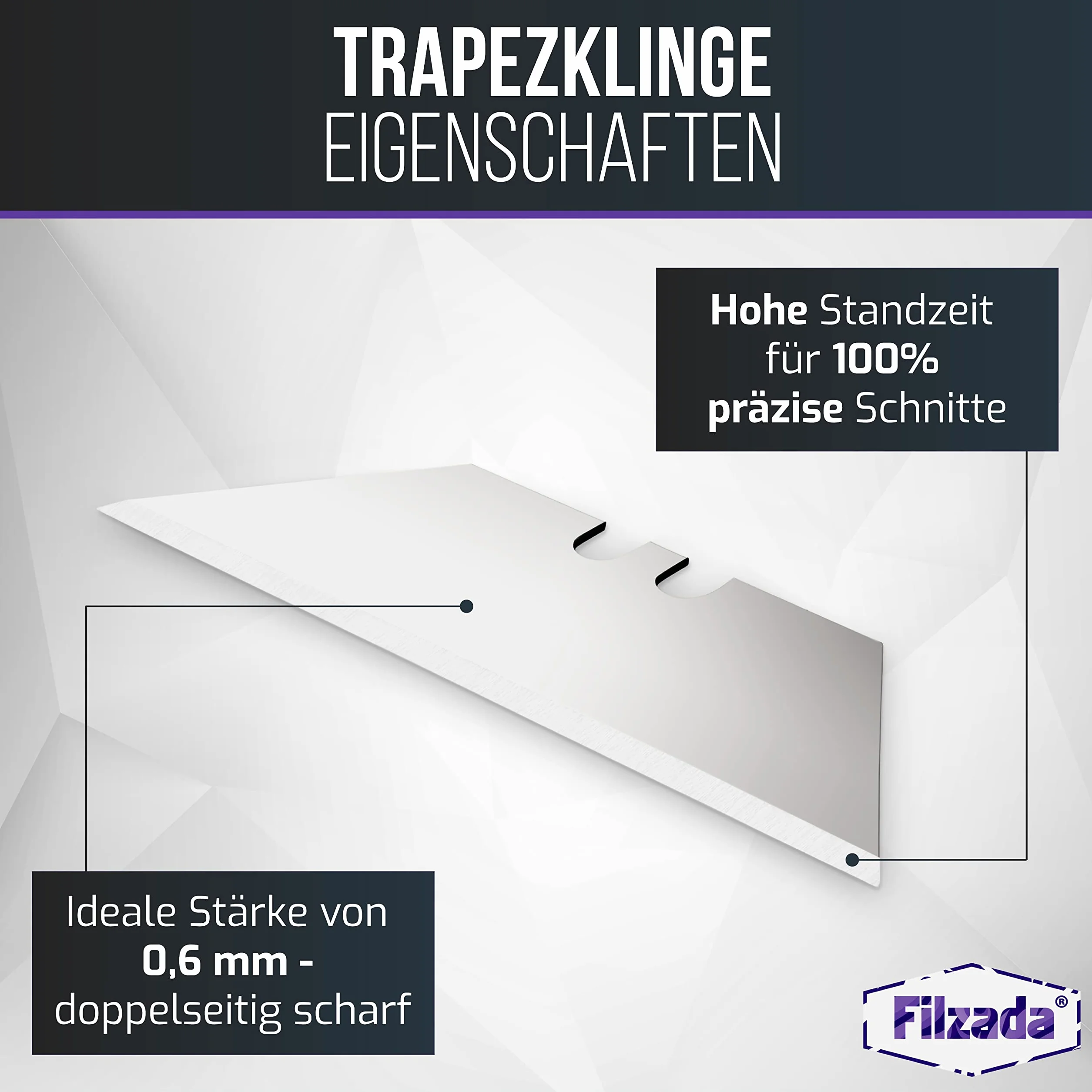 Filzada 10x ostrza trapezowe PROFI do noży do wykładzin 0,5 x 0,5 mm