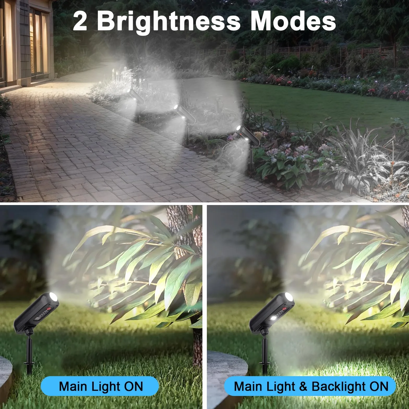 T-SUN Zewnętrzna lampa solarna IP65 6000K 4 sztuki, wodoodporna lampa ogrodowa, 2 tryby oświetlenia