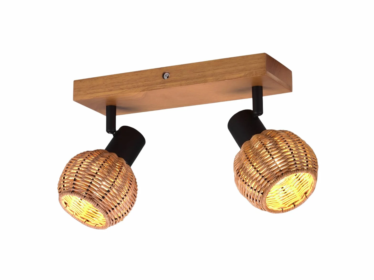 Reflektor sufitowy 2-płomienny Lampa drewniana z abażurami z ratanu naturalnym meineWunschleuchte