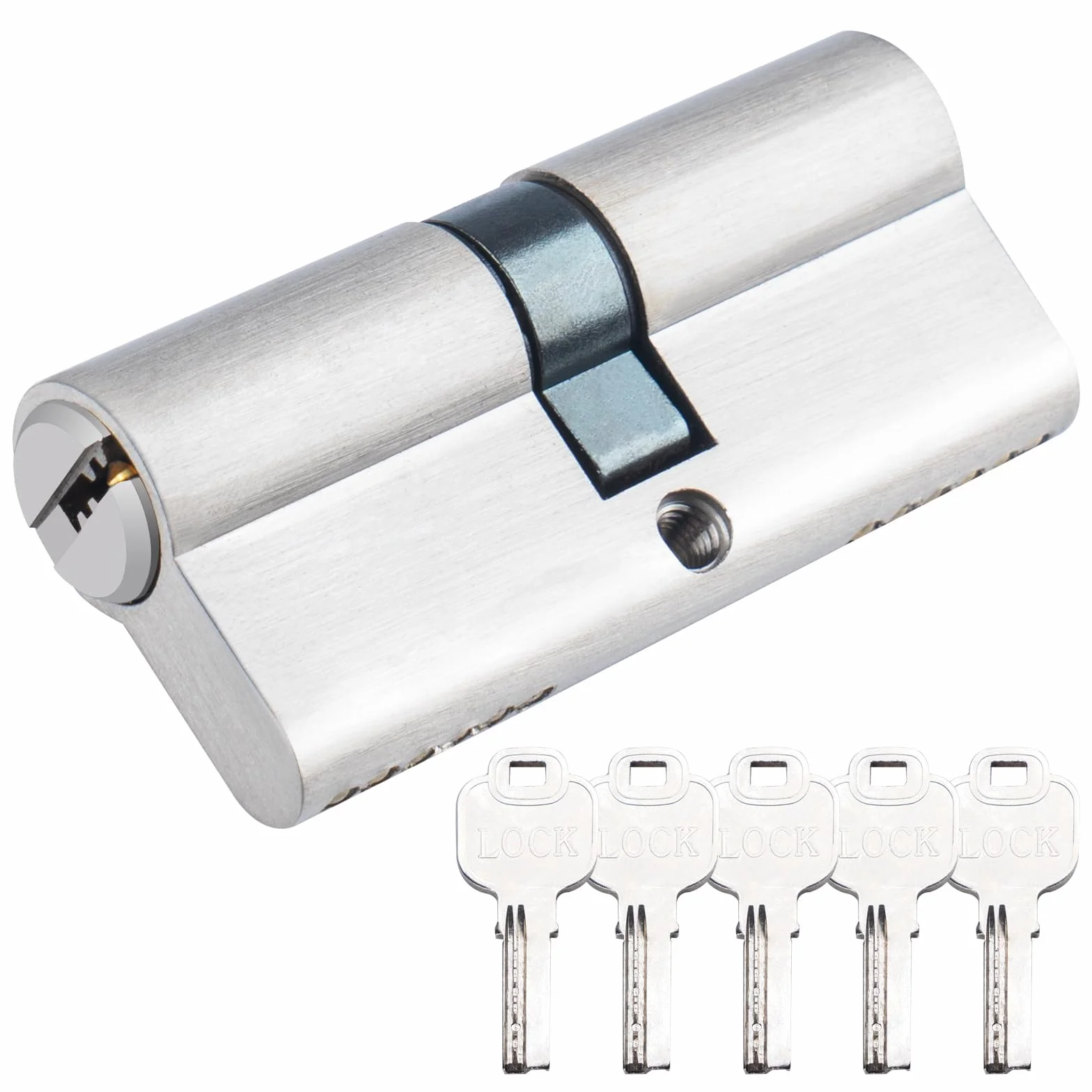 Cylinder zamka 30/30, zamek bębenkowy do drzwi, cylinder profilowy srebrny