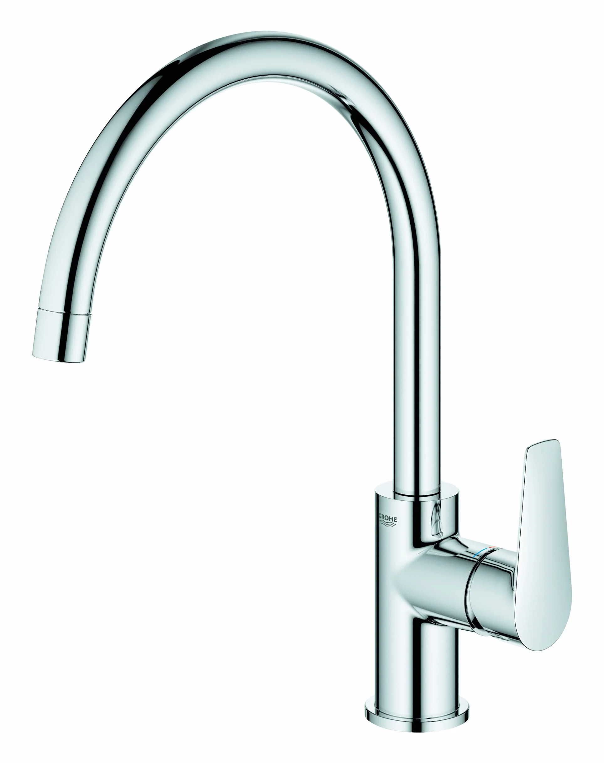 GROHE Start Edge jednouchwytowa bateria do zlewu kuchennego chrom wysoka wylewka C zakres obrotu 360° wkład ceramiczny 28 mm