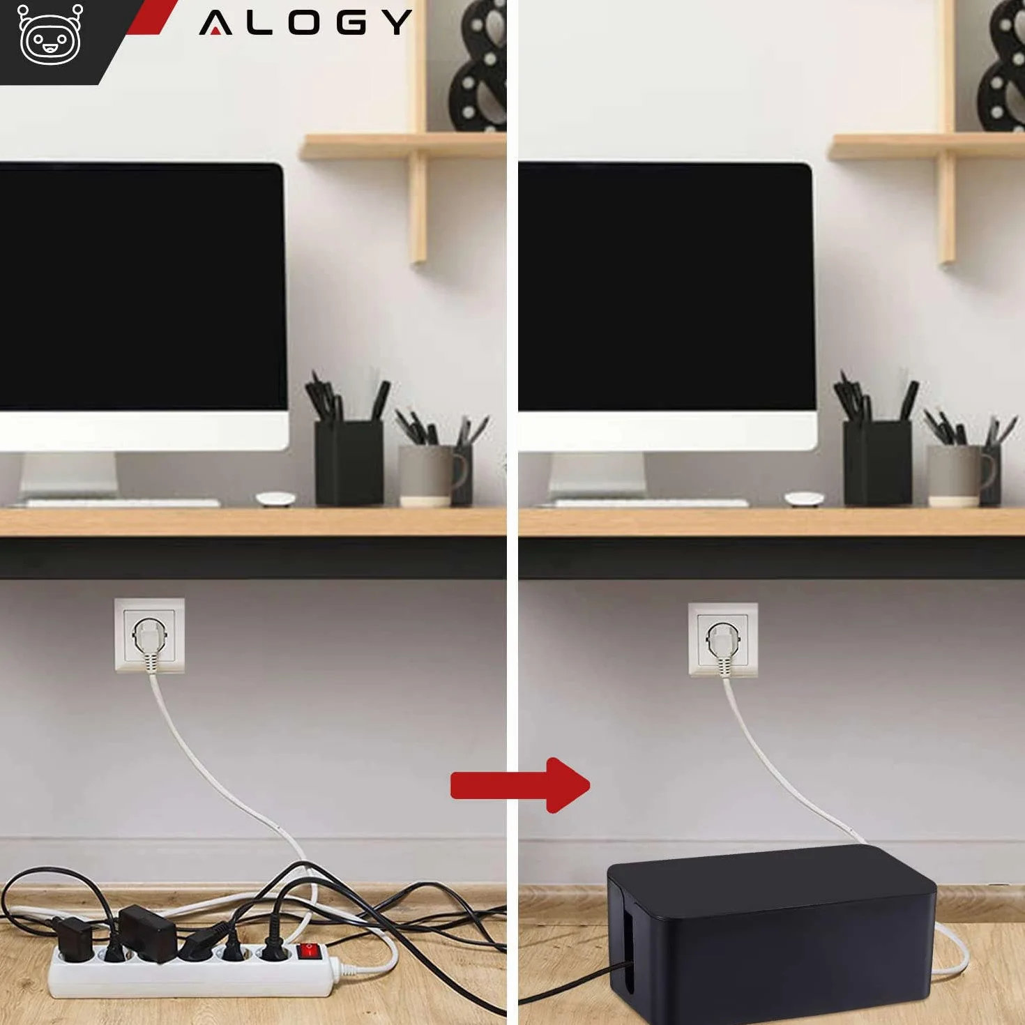 Alogy Box M Organizer na kable 31cm Czarny