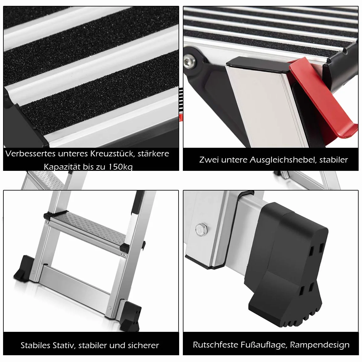 COSTWAY Aluminiowa platforma robocza, składany stół warsztatowy, nośność 150 kg, ławka drabinkowa z blokadą bezpieczeństwa