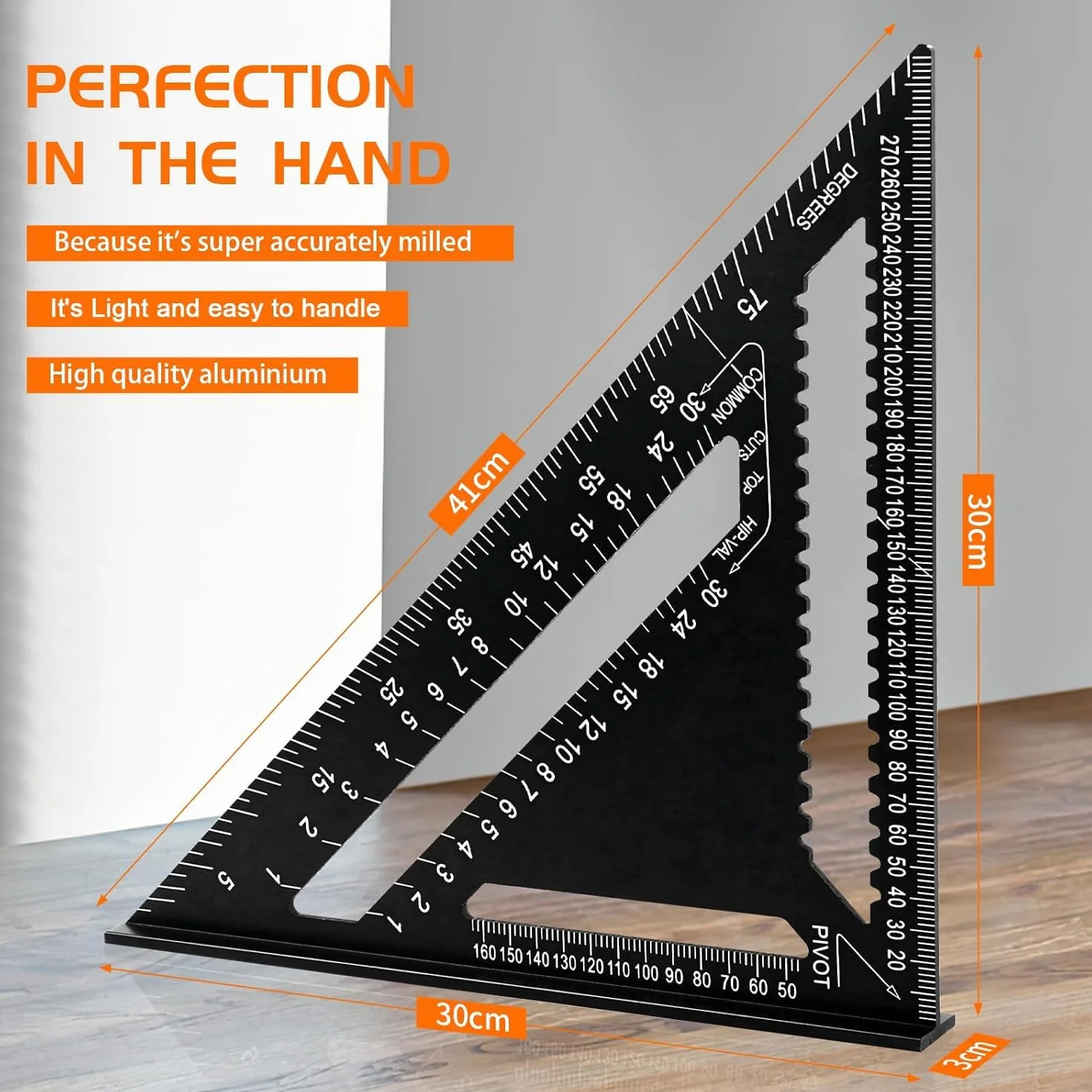 AivaToba Speed Square 30 cm Aluminiowy Kątownik Stolarski Trójkątny