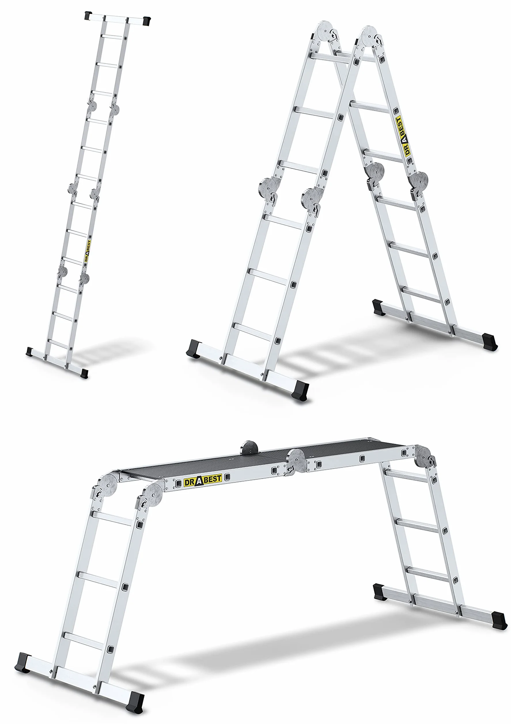 DRABEST Pro Aluminiowa drabina robocza z podestem 4x3 150 kg 25x95x35cm 15,1kg