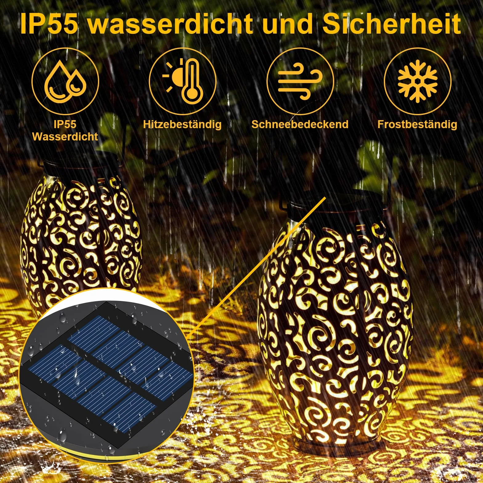 Zestaw 4 lamp solarnych, części zamienne, 8 cm, górna część z jasnymi żarówkami LED, wodoszczelność IP65, panel słoneczny, zamiennik modułu solarnego do lamp ogrodowych, solarnych (2)