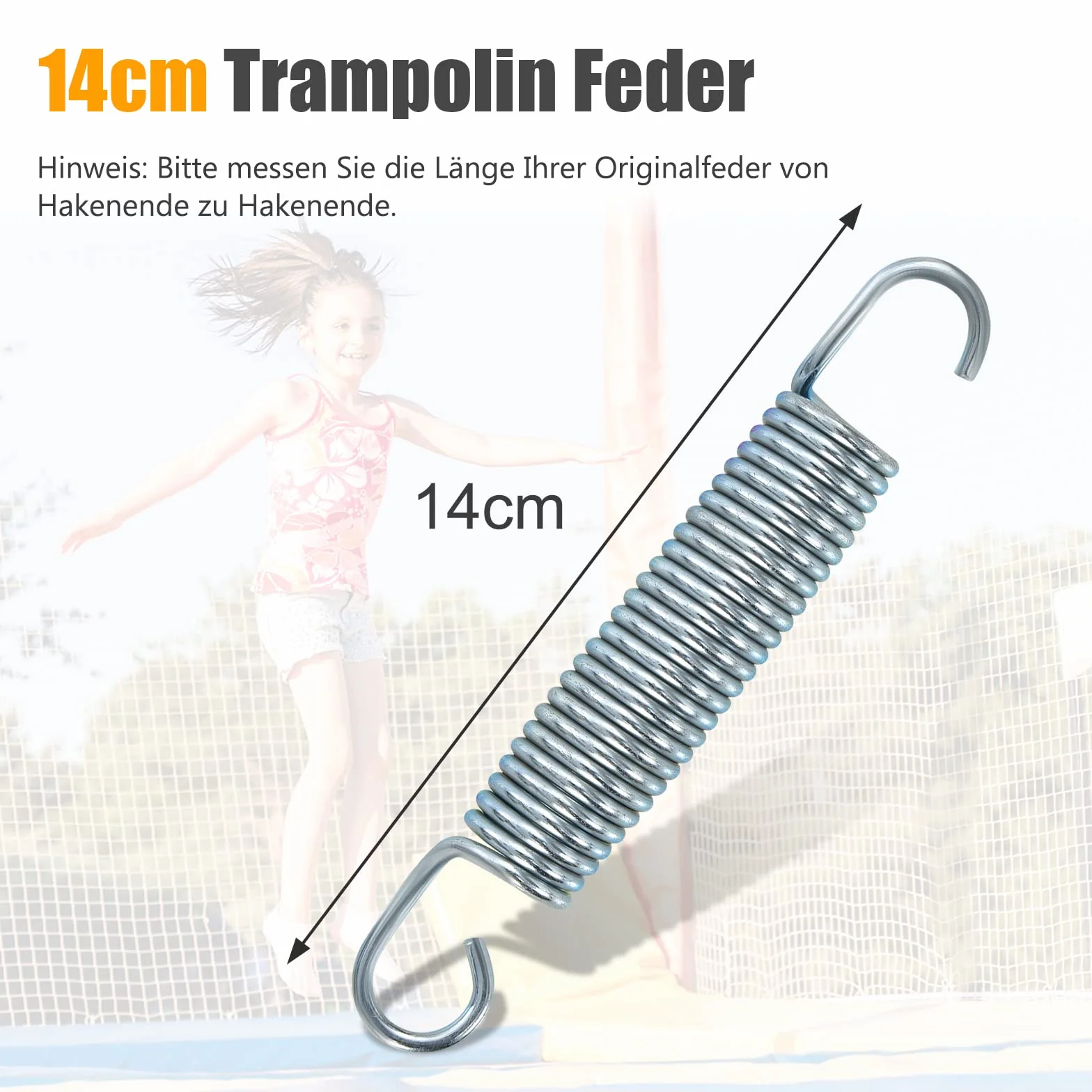 GOPLUS 20 sztuk sprężyn do trampoliny z hakiem T, 140 mm/180 mm, wysokowydajne sprężyny zapasowe z ocynkowanej stali, odporne na warunki atmosferyczne zestaw sprężyn zapasowych do trampoliny