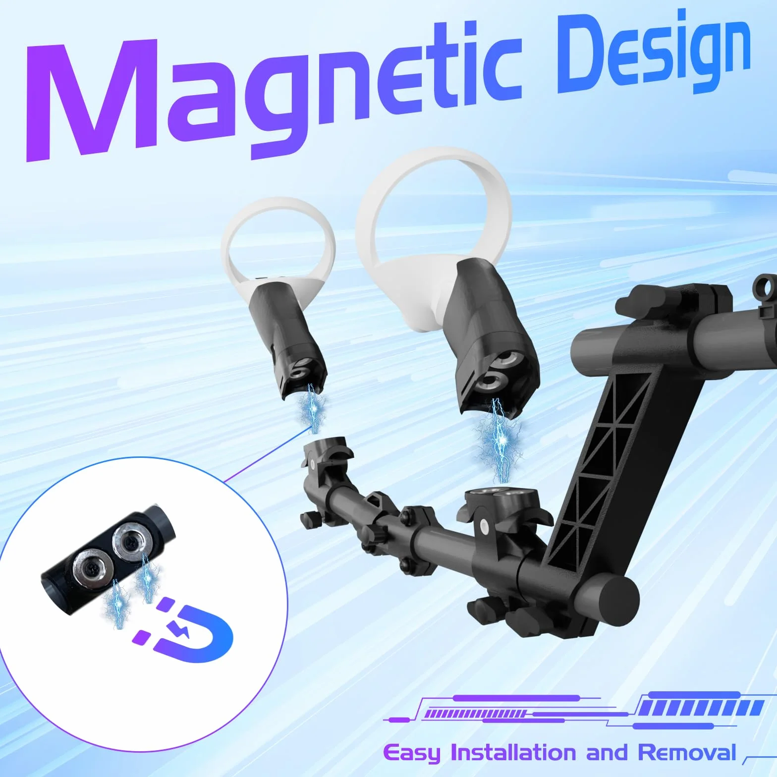 Baomaeyea VR Gunstock dla Meta Quest 2, kolba pistoletu kompatybilna z uchwytami kontrolera VR Meta Quest2 dla zwiększenia stabilności i kontroli Magnetyczny adapter kolby karabinu