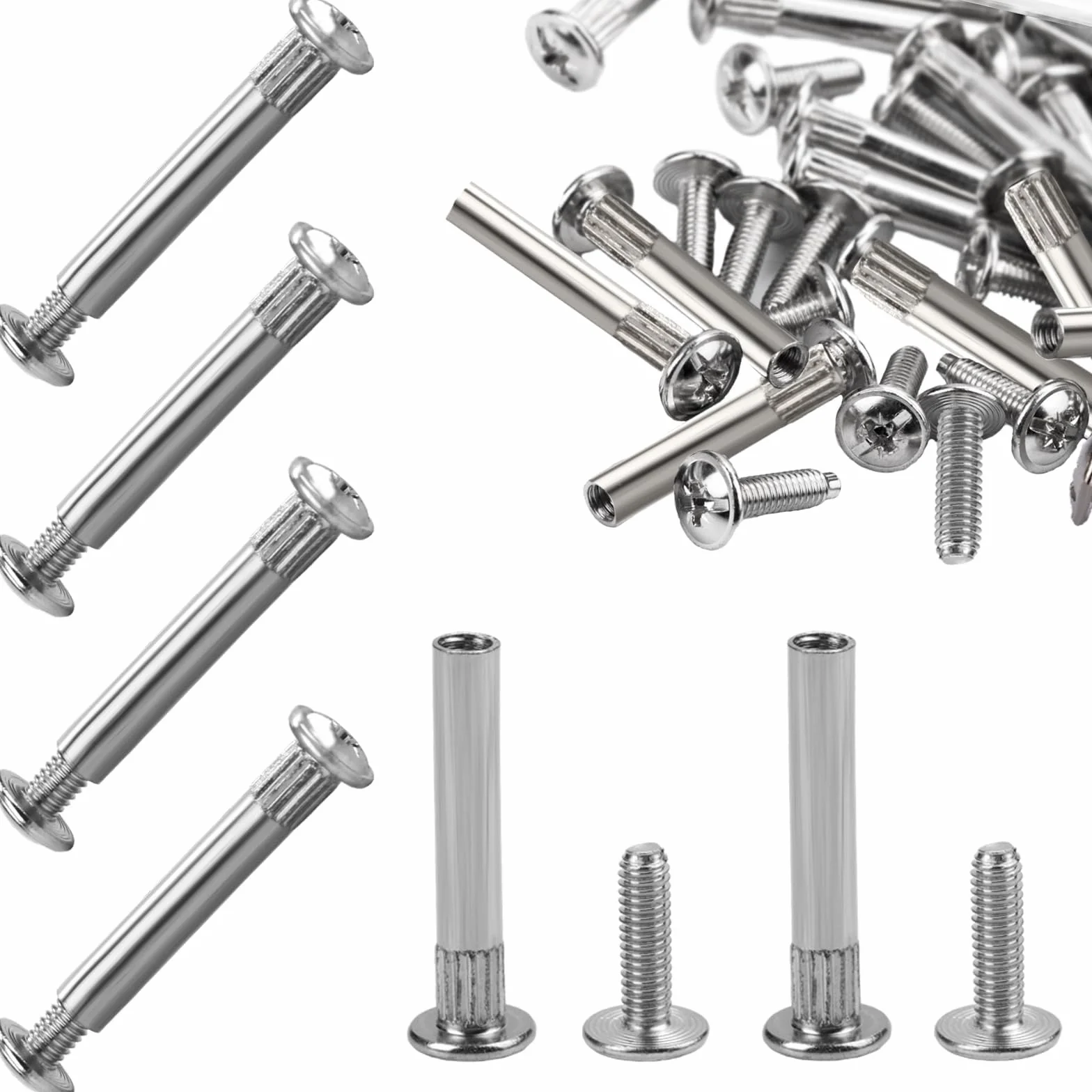 Łączniki meblowe M4 31-40 mm niklowane 150 sztuk