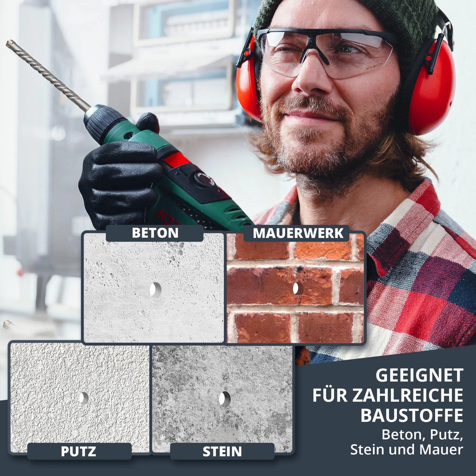 BAURIX® Zestaw wierteł SDS 7 sztuk 5,6,6,8,10,12 mm 160 mm