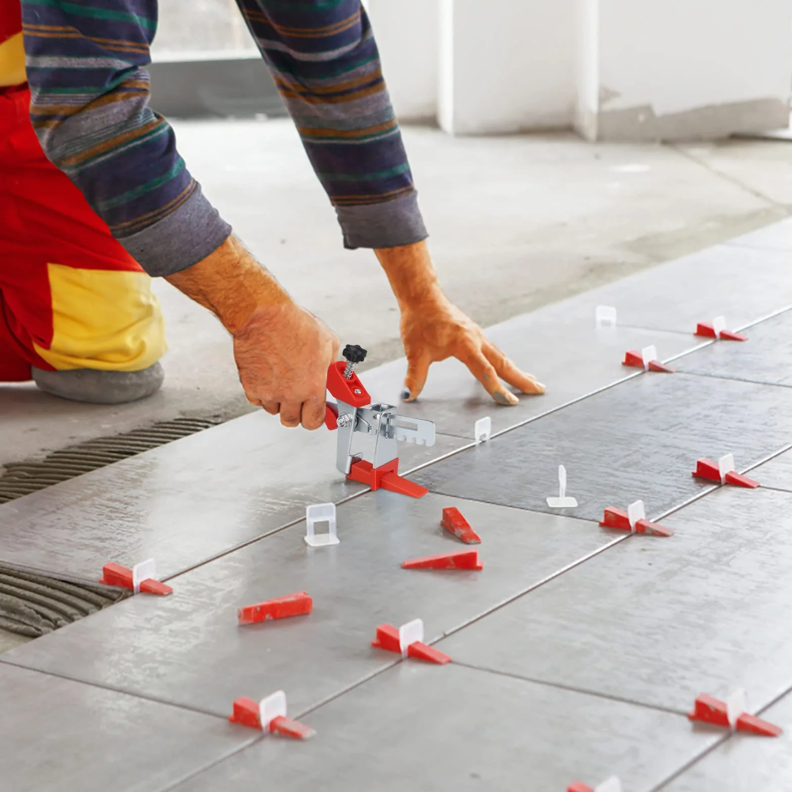 Niveladores para Azulejos, Sistema de Nivelación Cuñas de Plástico, 1 Alicate, 100 Cuñas Niveladoras, 100 Espaciadores 1 mm
